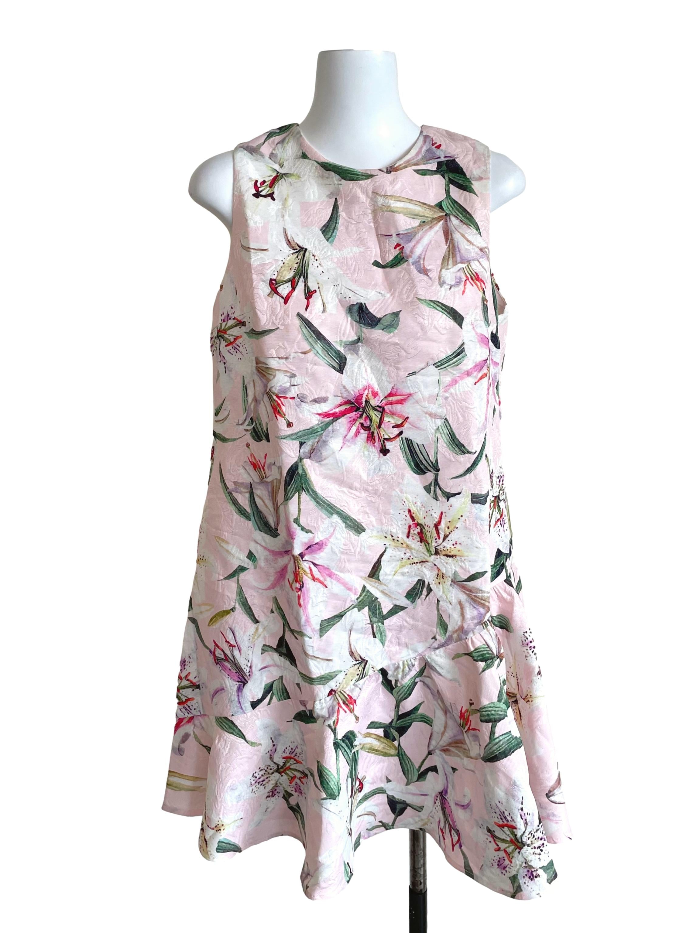 Pastel Pink Floral Tiered Dress