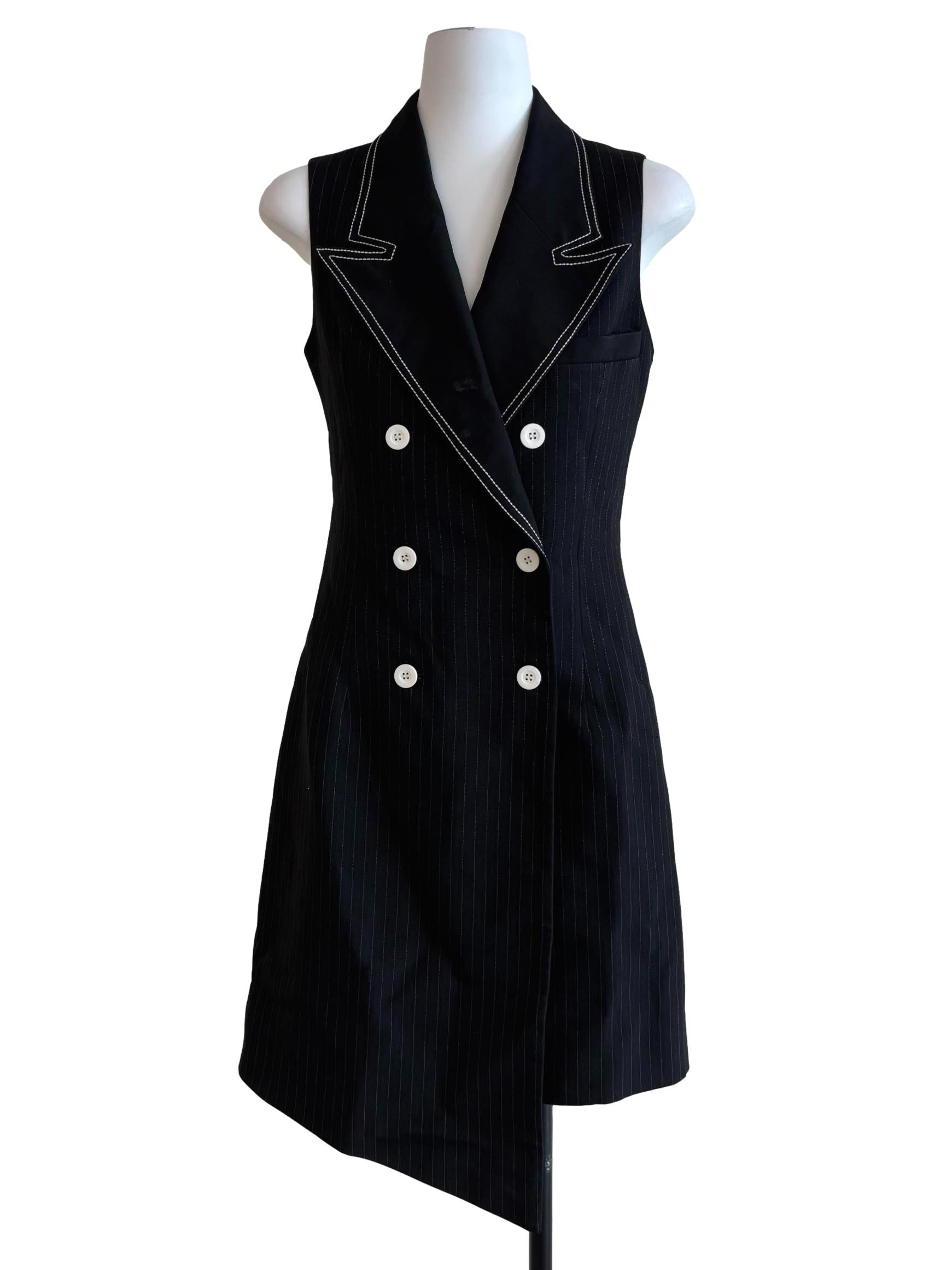 Jet Black Sleeveless Blazer Dress