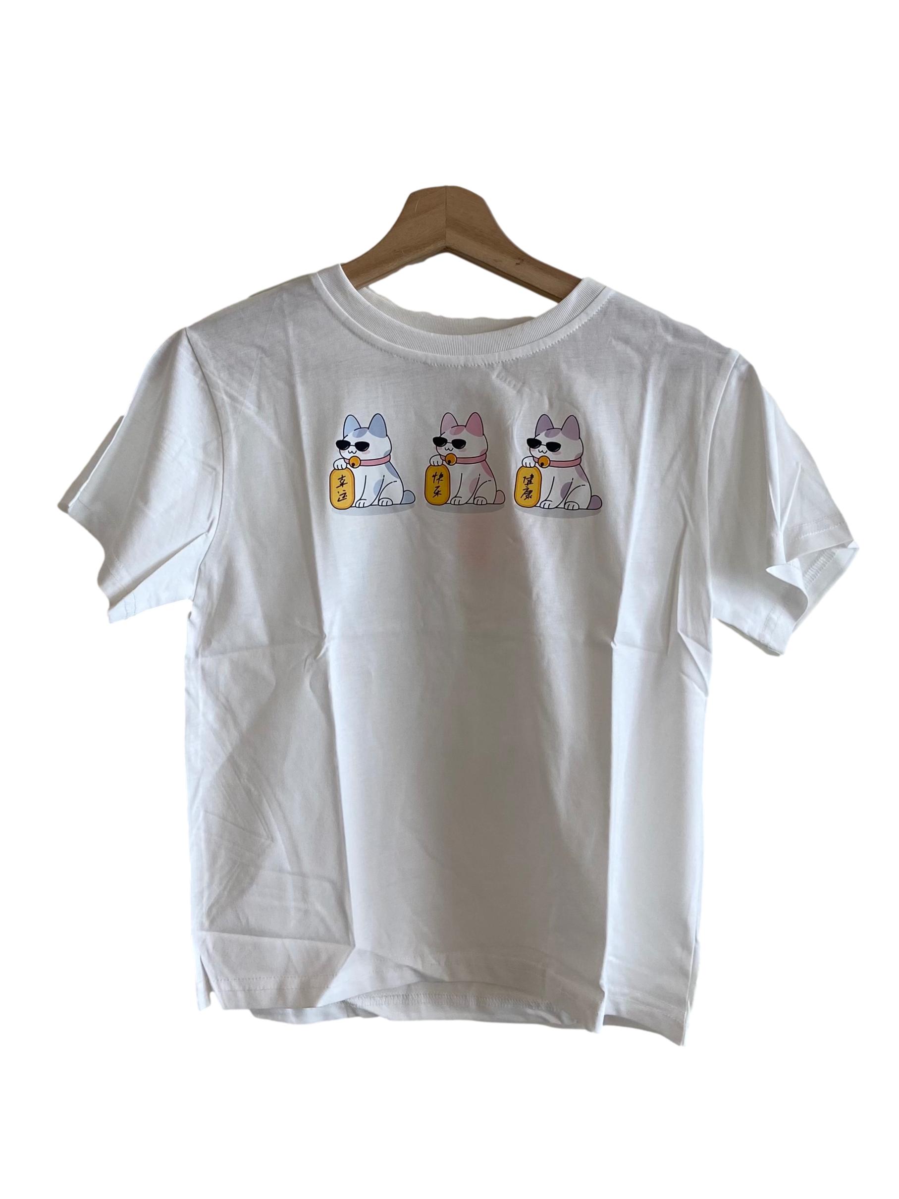White Kids Fortune Cat Tee