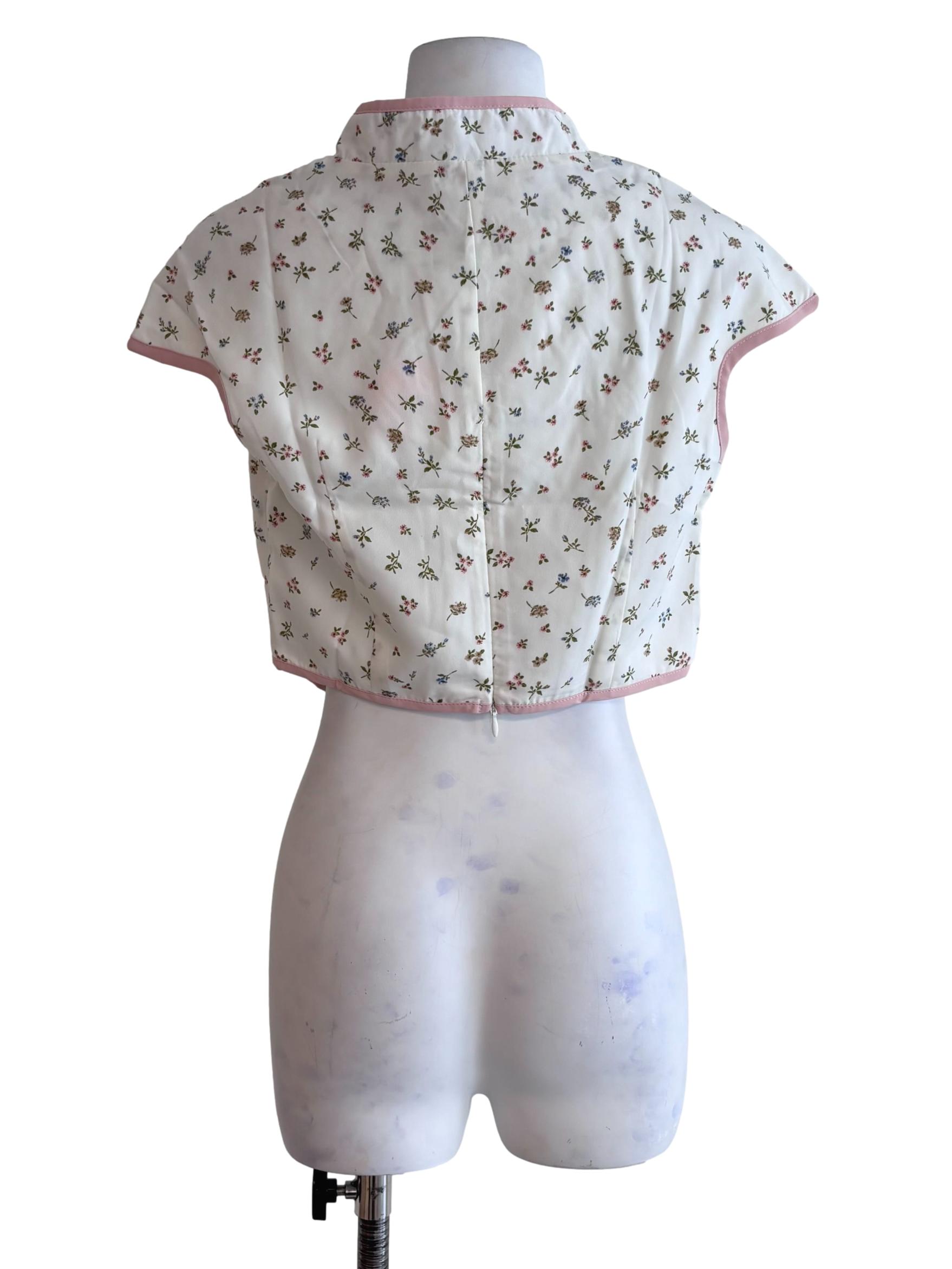 White Rui Qipao Curved Hem Top