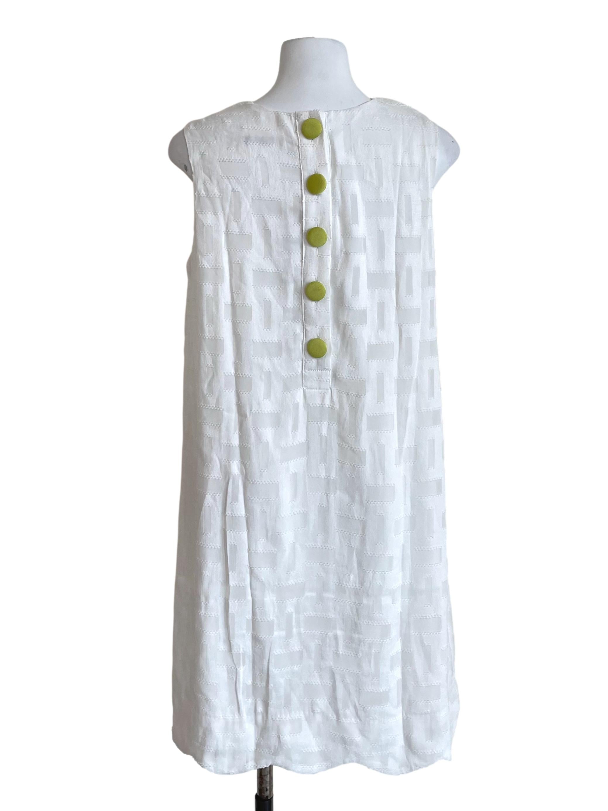 White Back Buttons Textured Dress