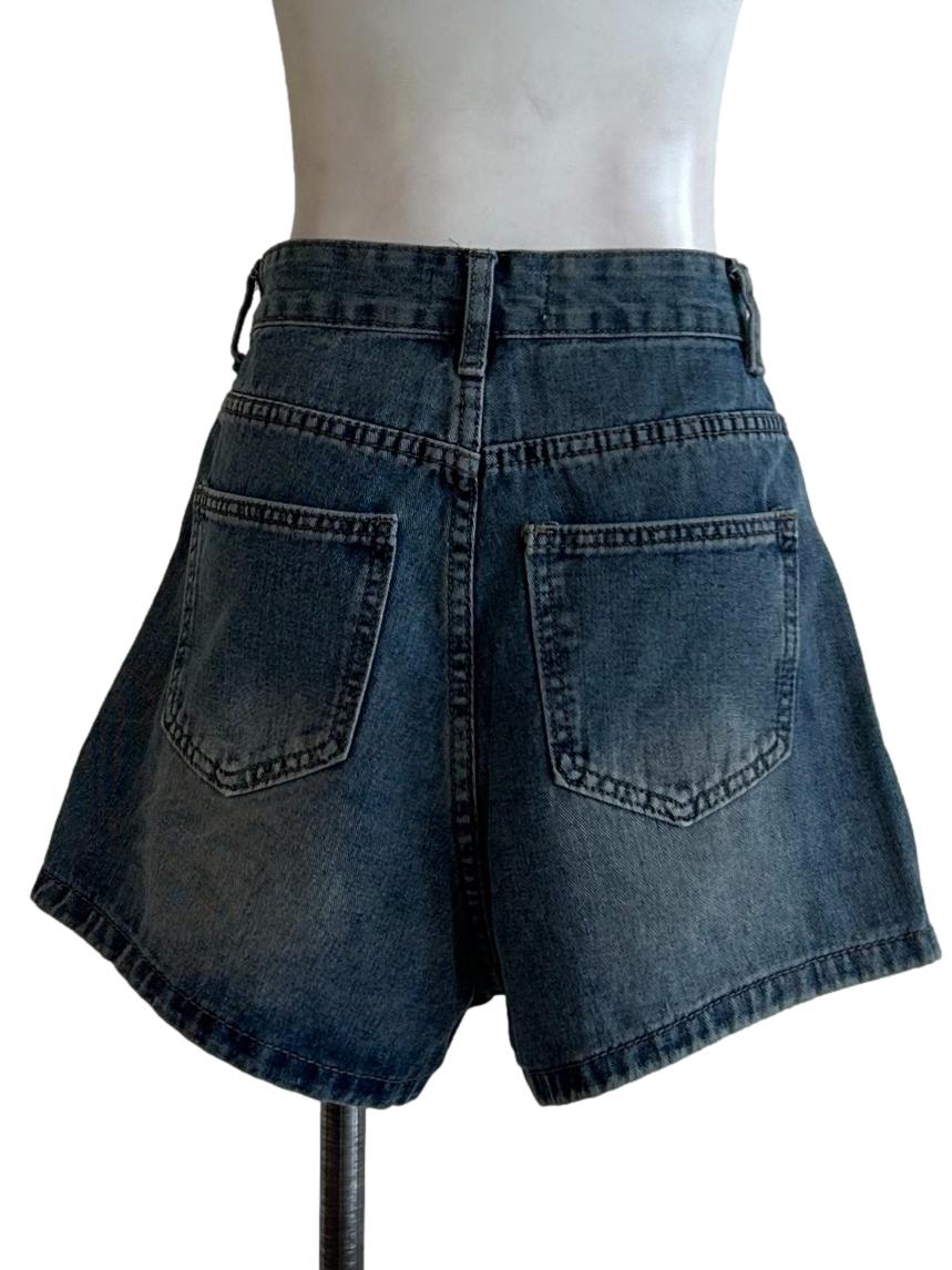 Washed Blue Denim Skort