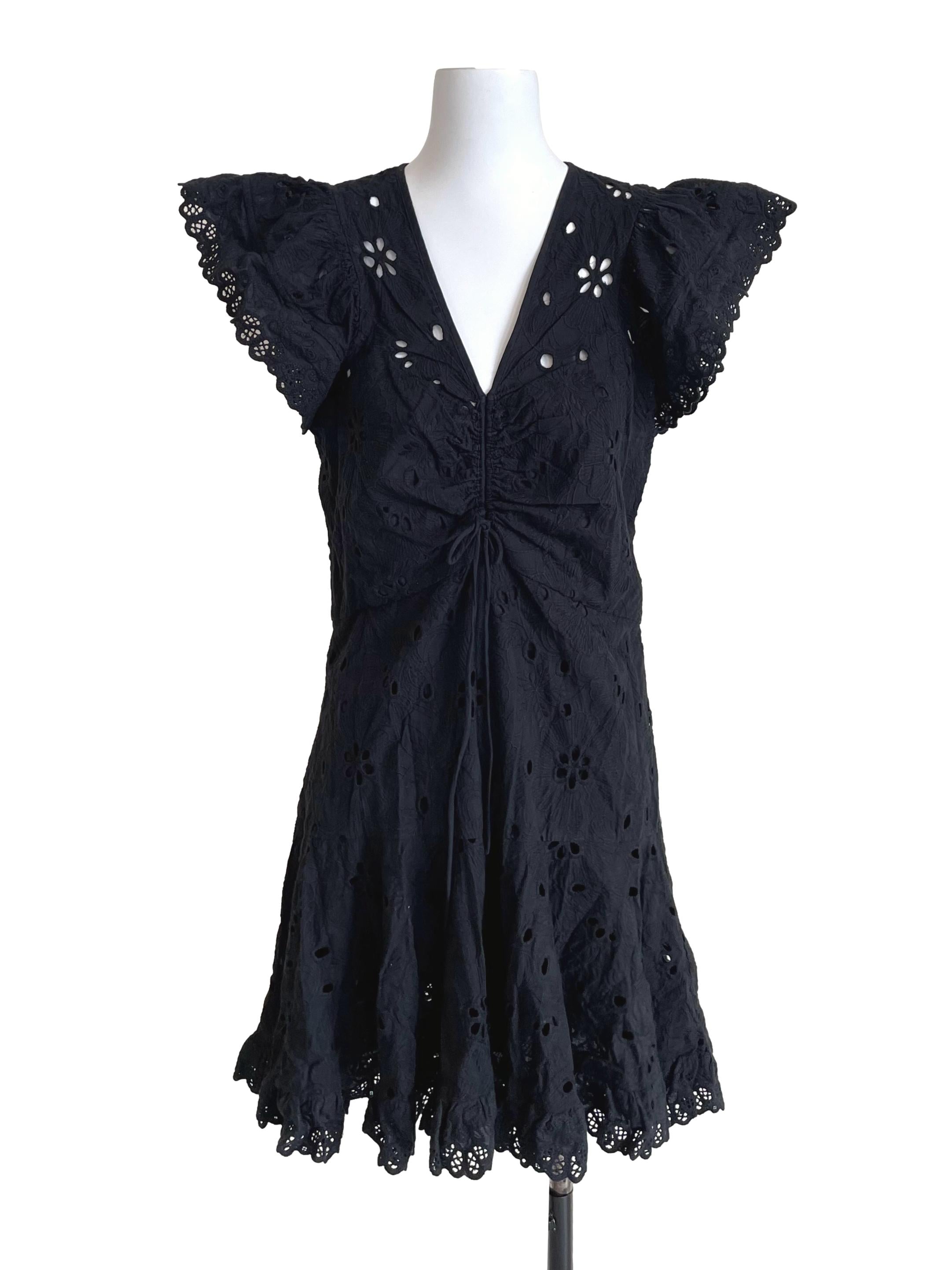 Black Floral Eyelets Petite Dress