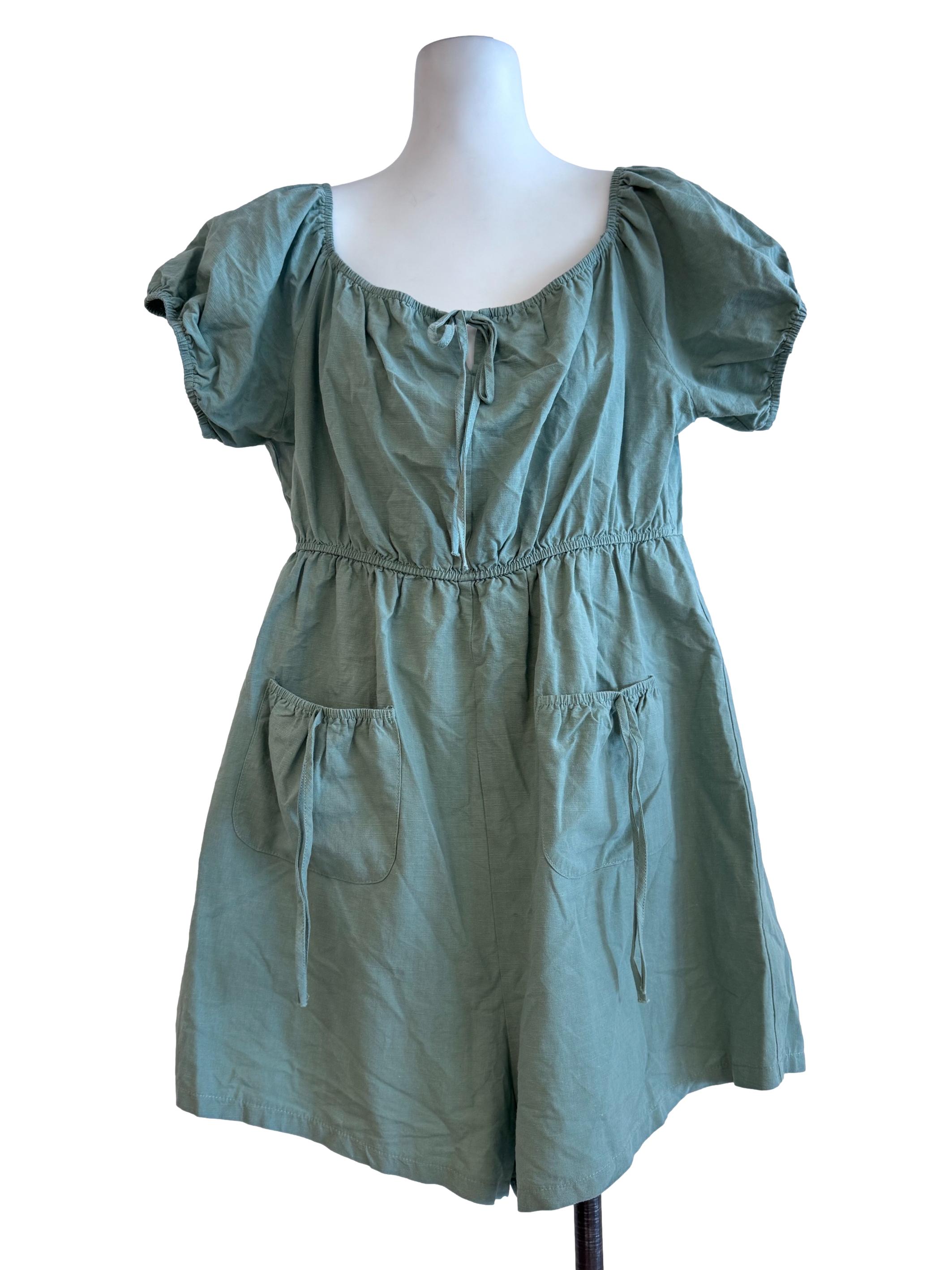 Olive Green Cowl Neck Rompers