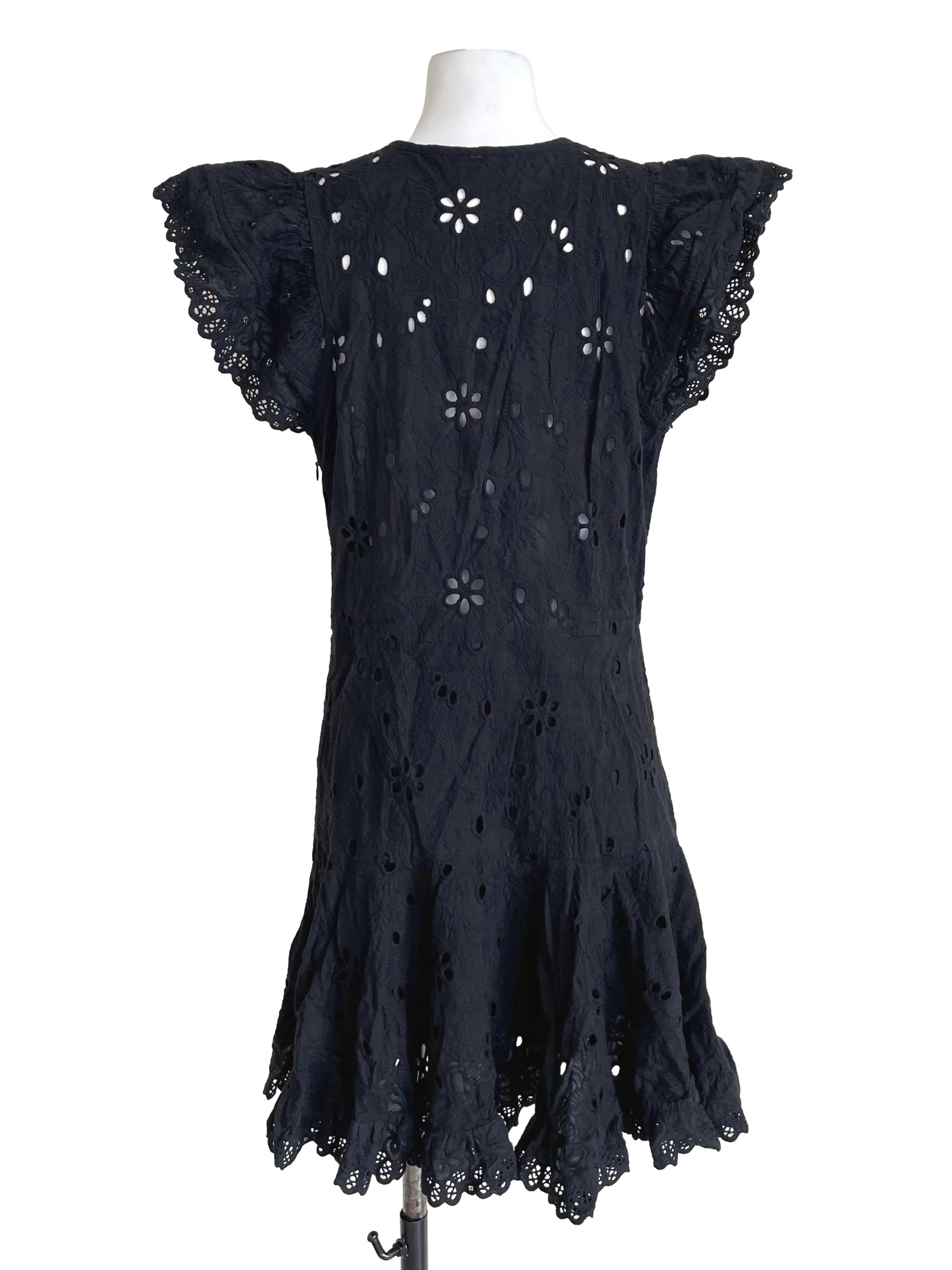 Black Lace Hollow Butterfly Sleeves Dress