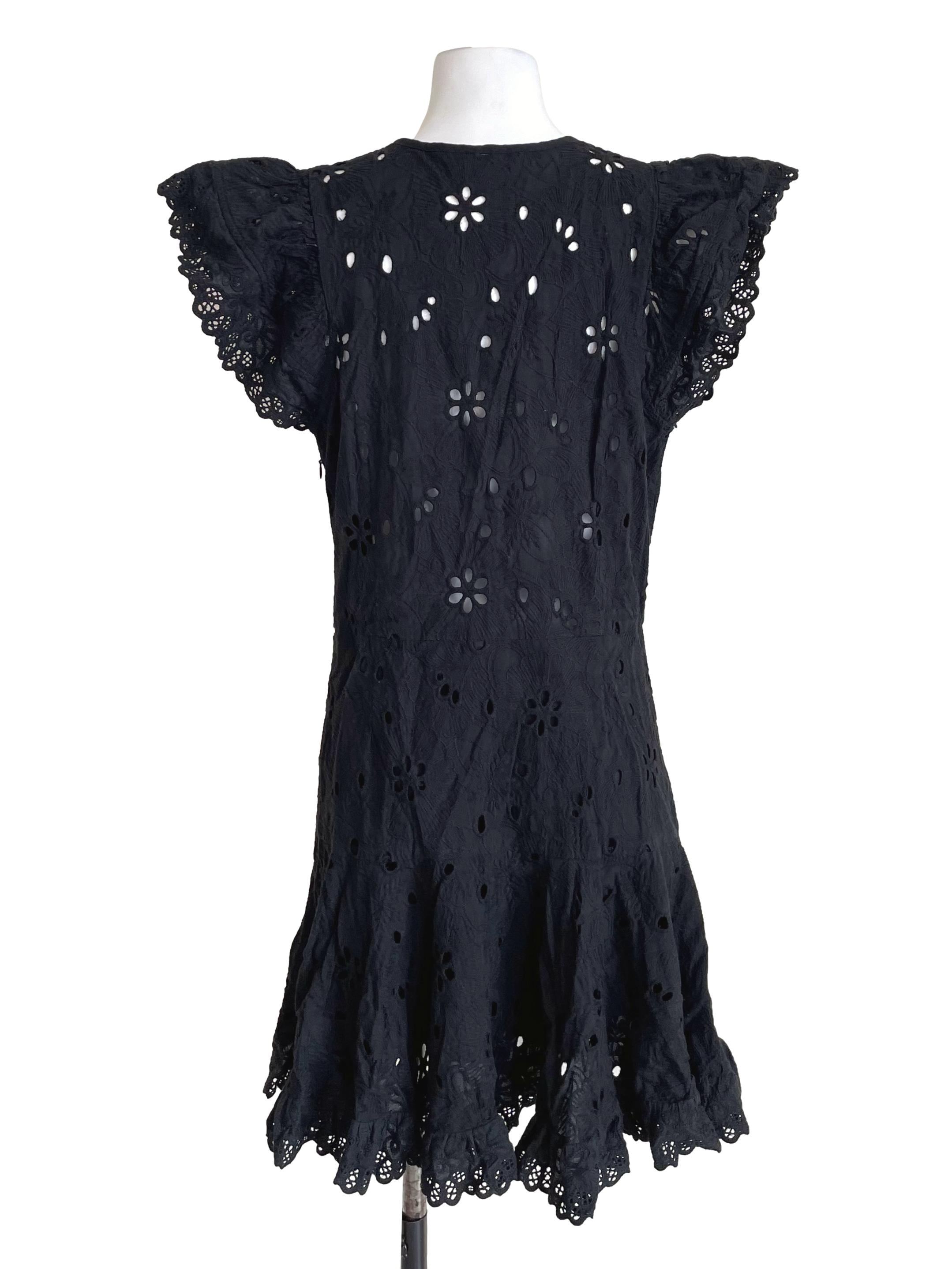 Black Floral Eyelets Petite Dress