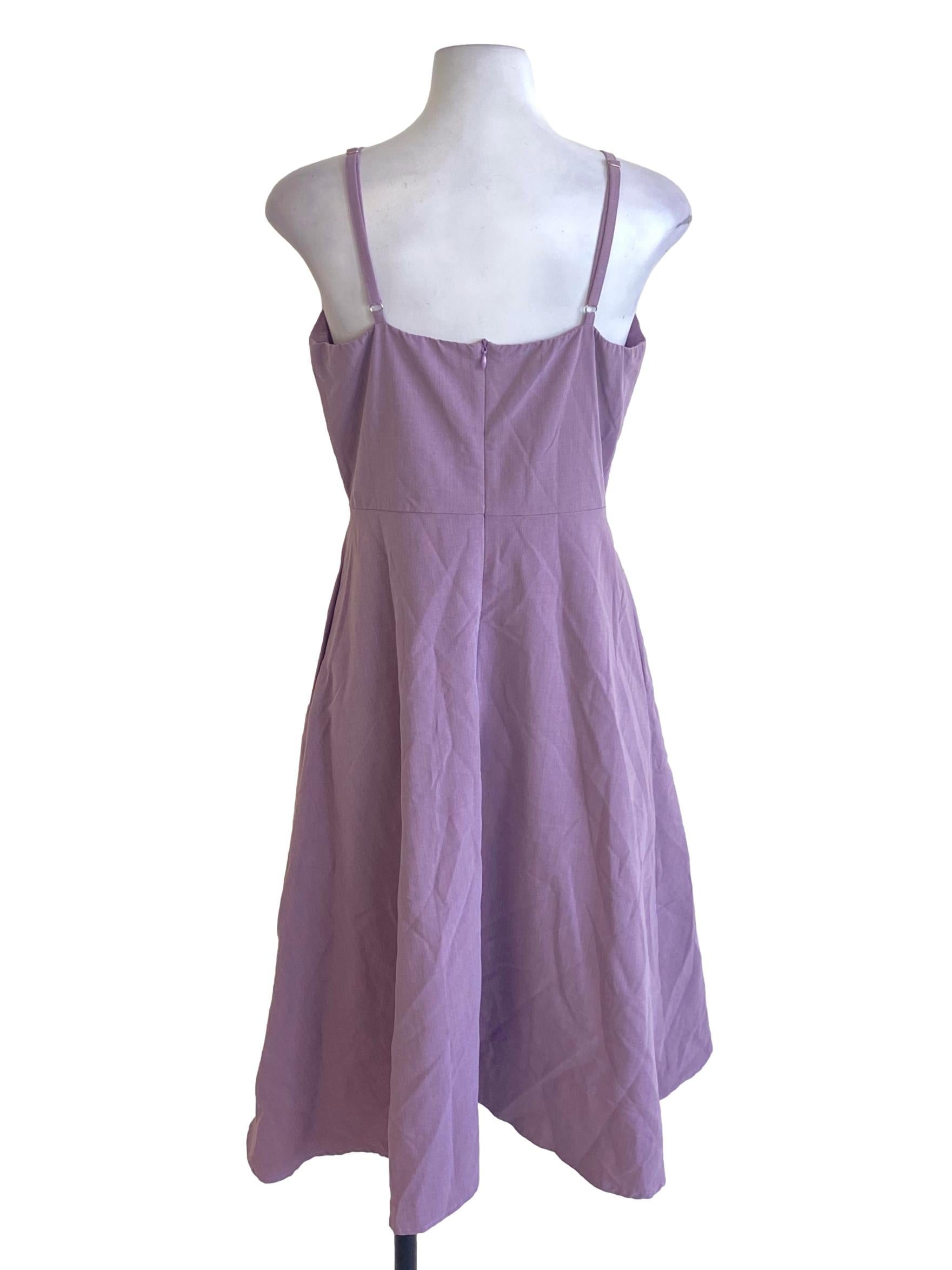 Iris Purple Spaghetti Strap Fitted A-Line Dress