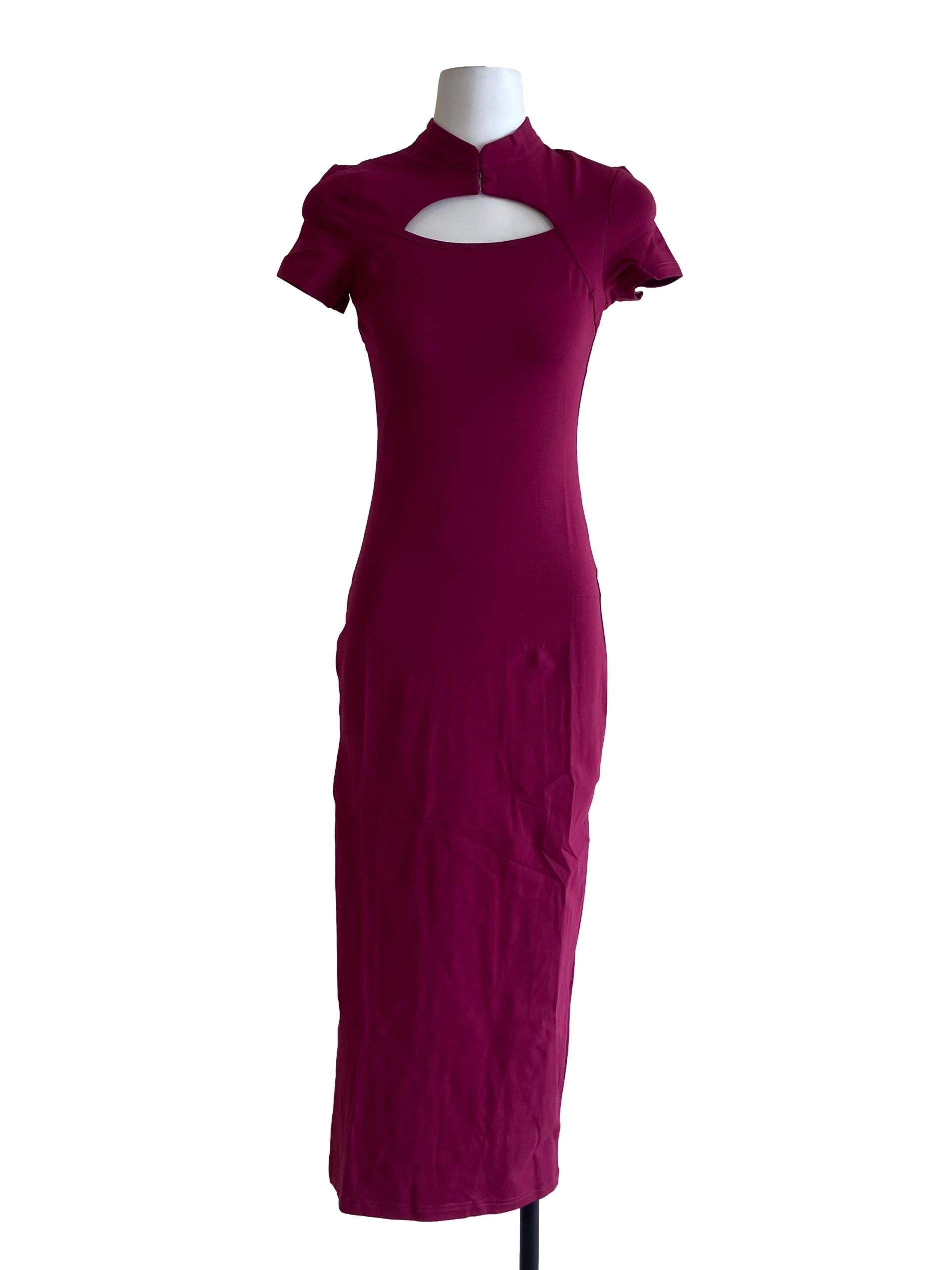Purple Mae Mandarin Collared Maxi Dress
