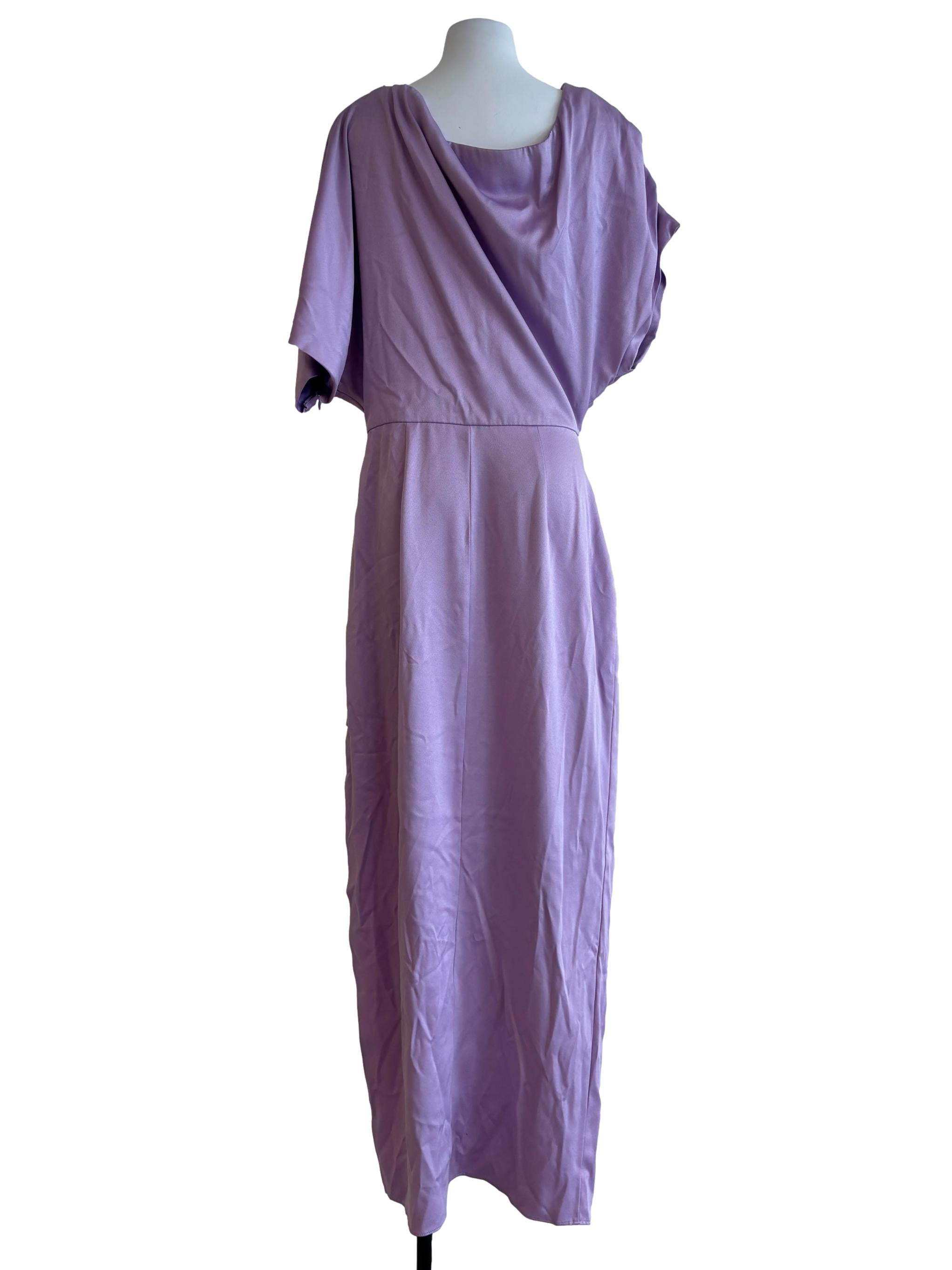 Periwinkle Purple Side Slit Satin Dress