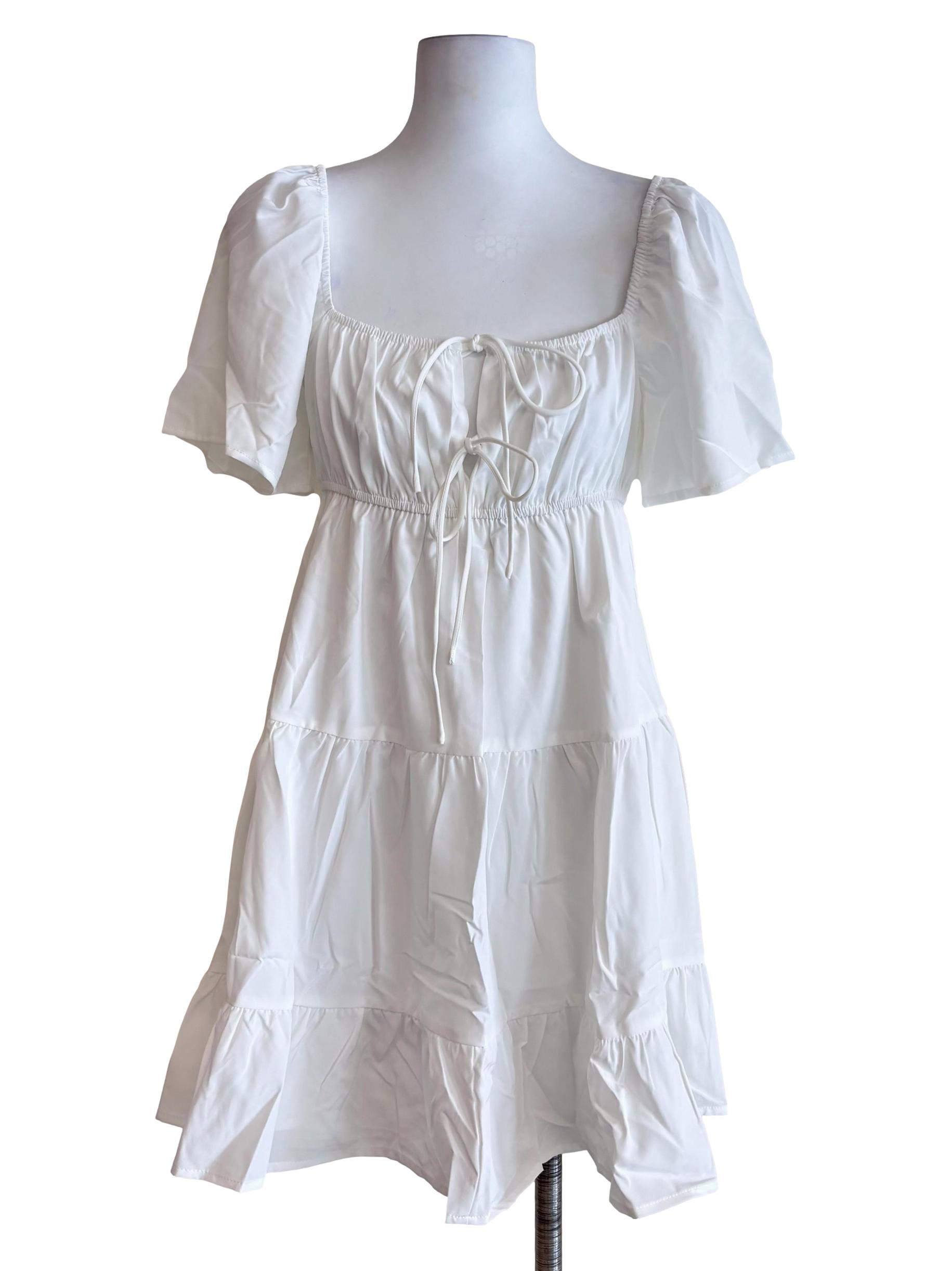White Loreine Flare Sleeve Dress