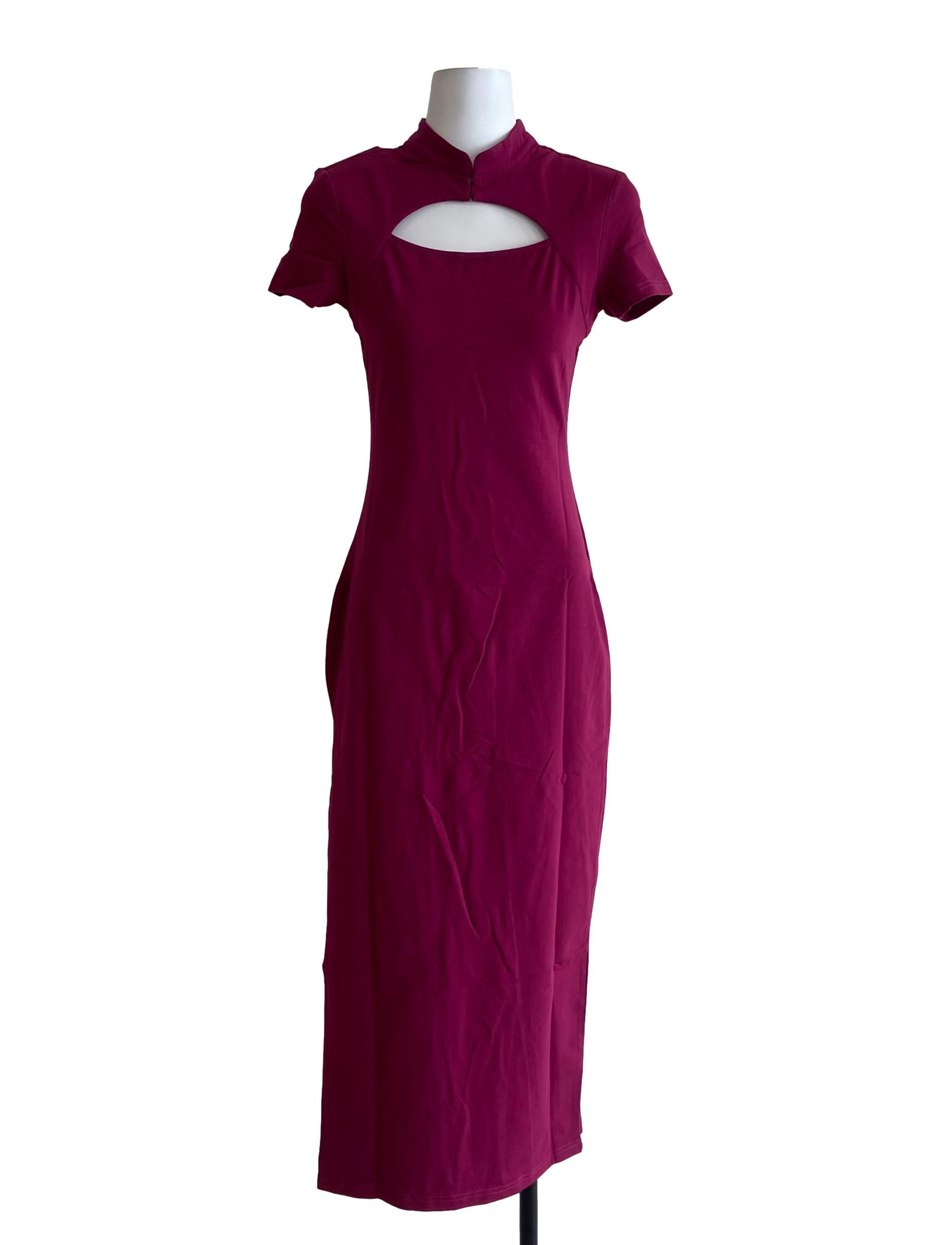 Purple Mae Mandarin Collared Maxi Dress