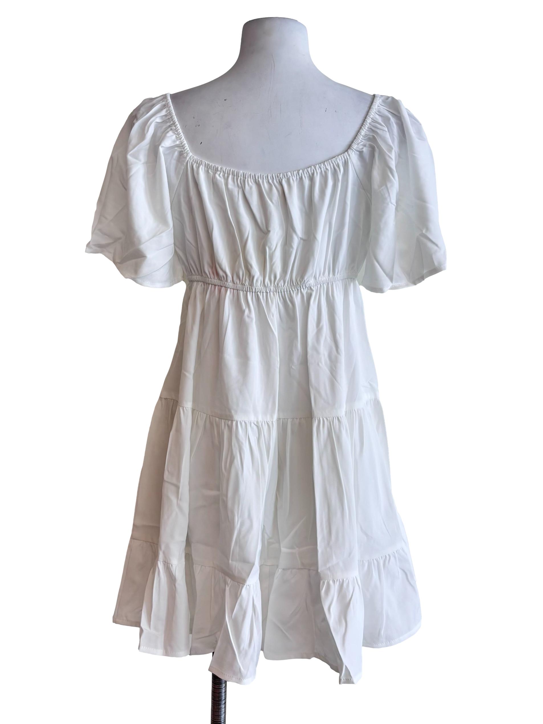 White Loreine Flare Sleeve Dress