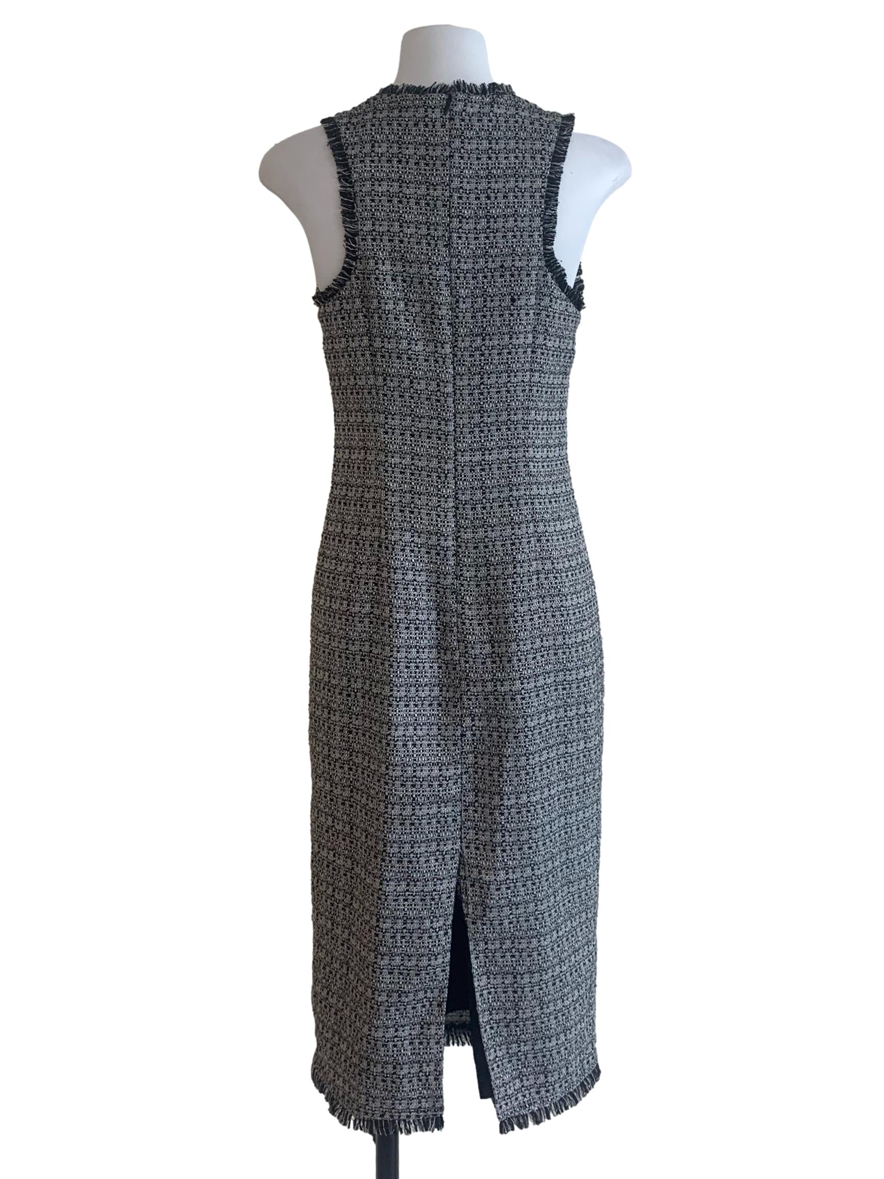 Black Tweed Pattern Sheath Dress