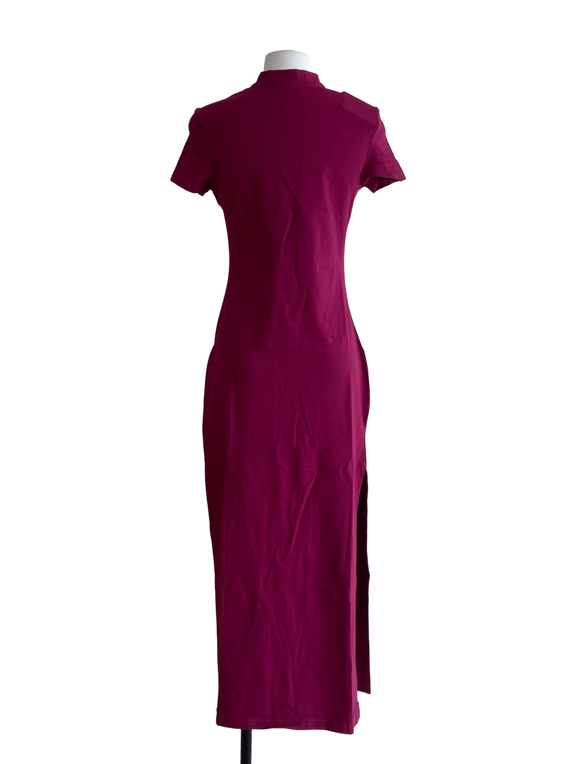 Purple Mae Mandarin Collared Maxi Dress