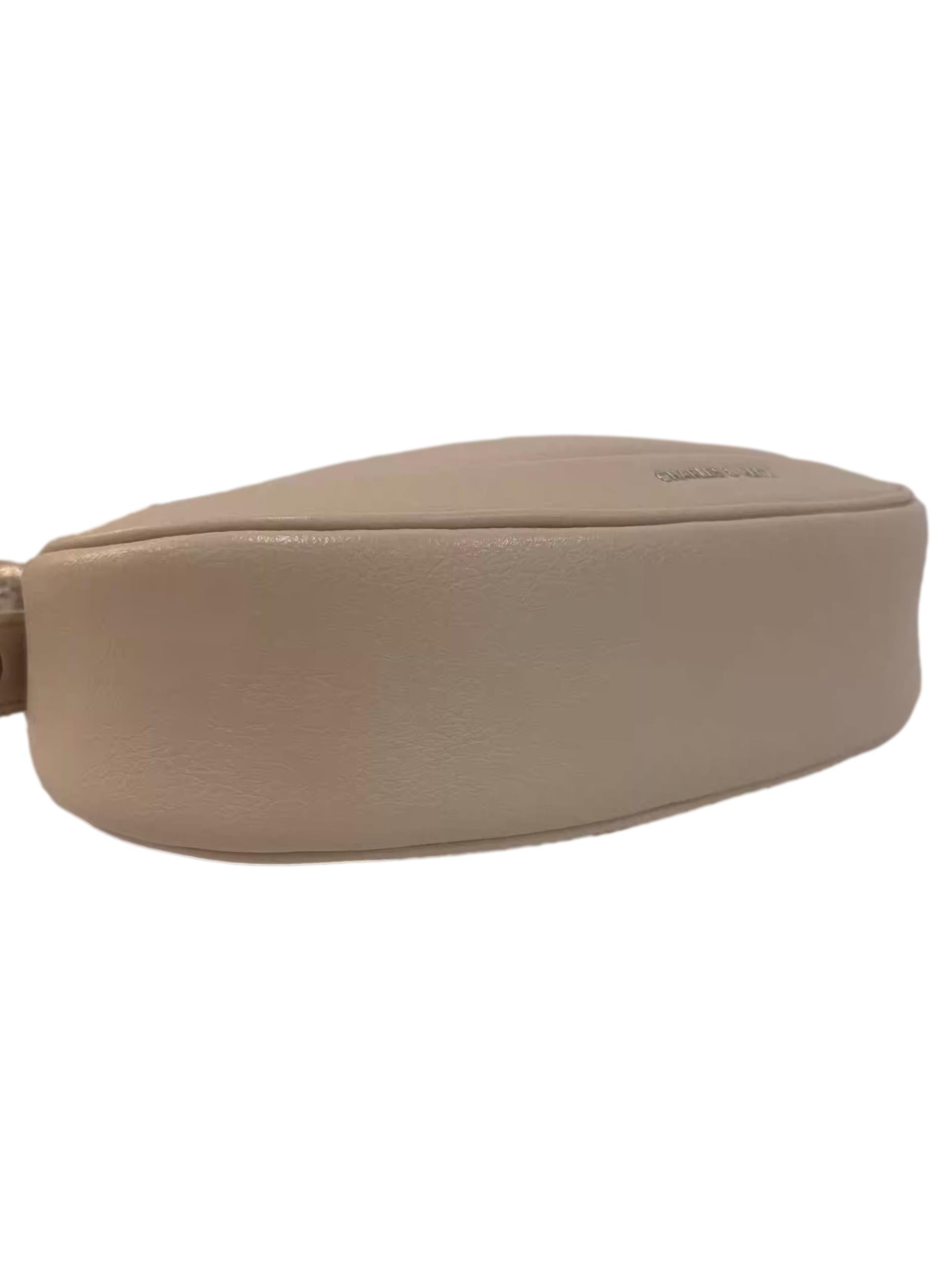 Beige Leather Petra Curved Shoulder Bag CSN