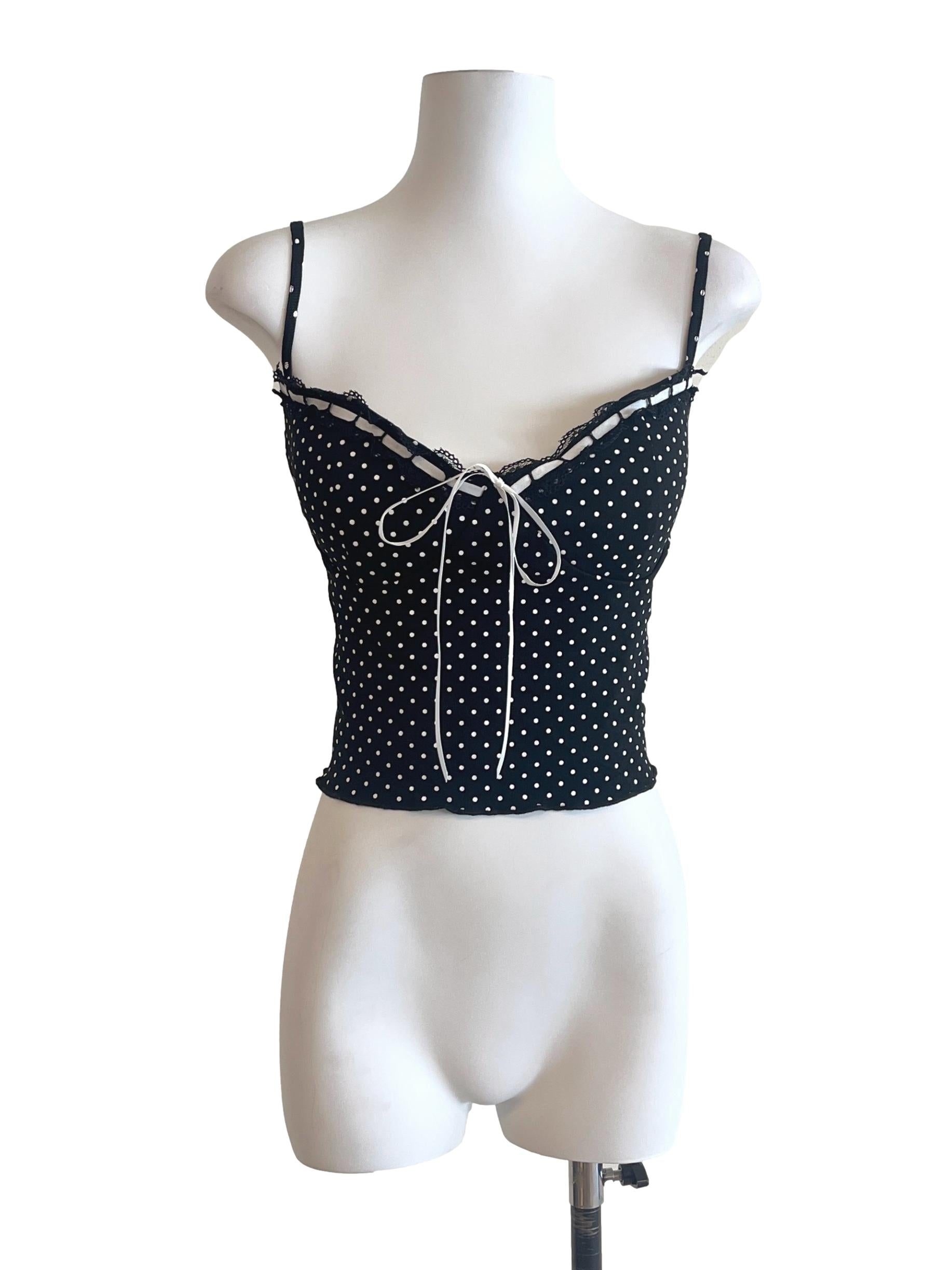 Pitch Black Polka Dot Spaghetti Strap Top