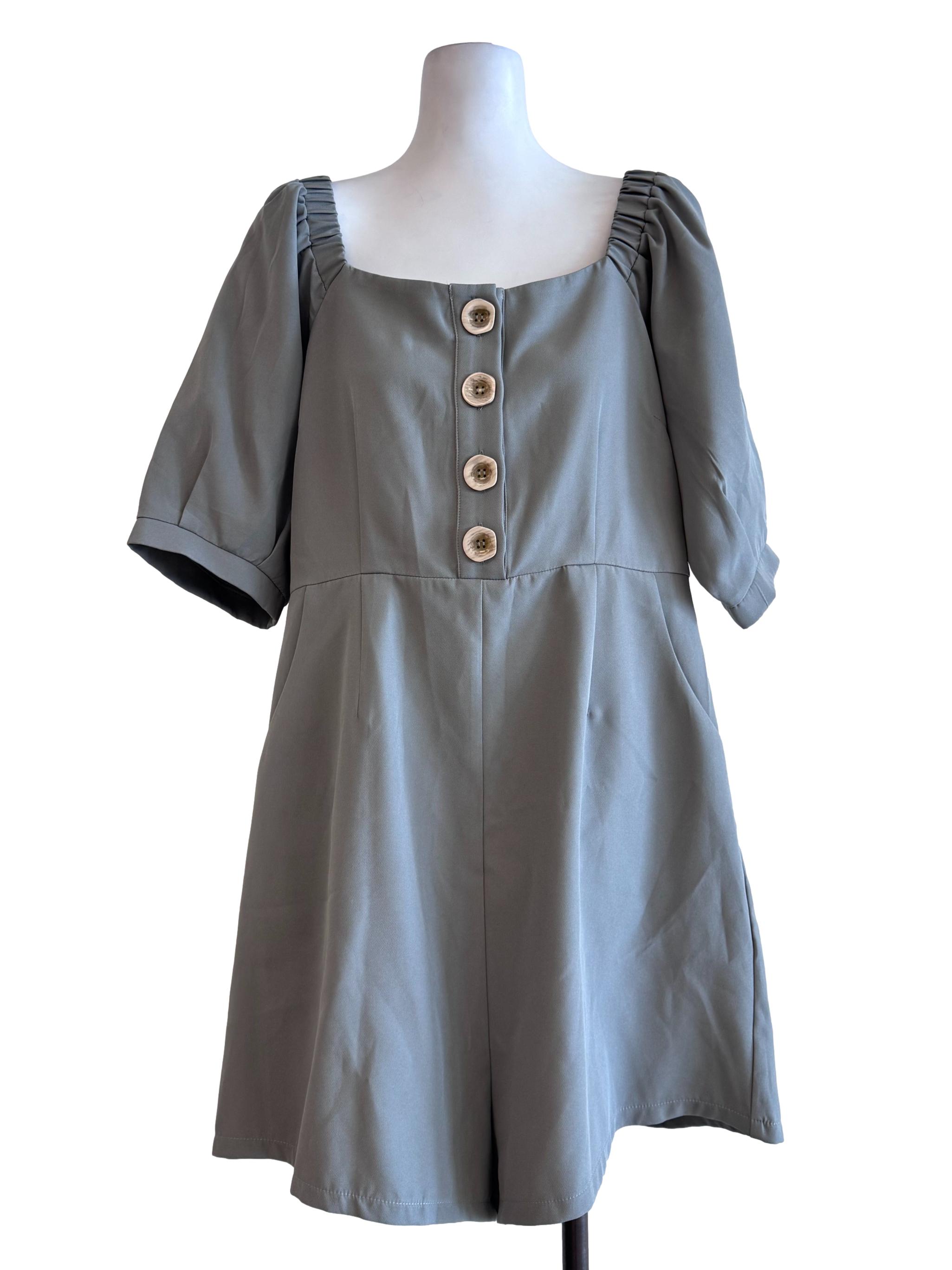 Sage Green Buttoned Rompers