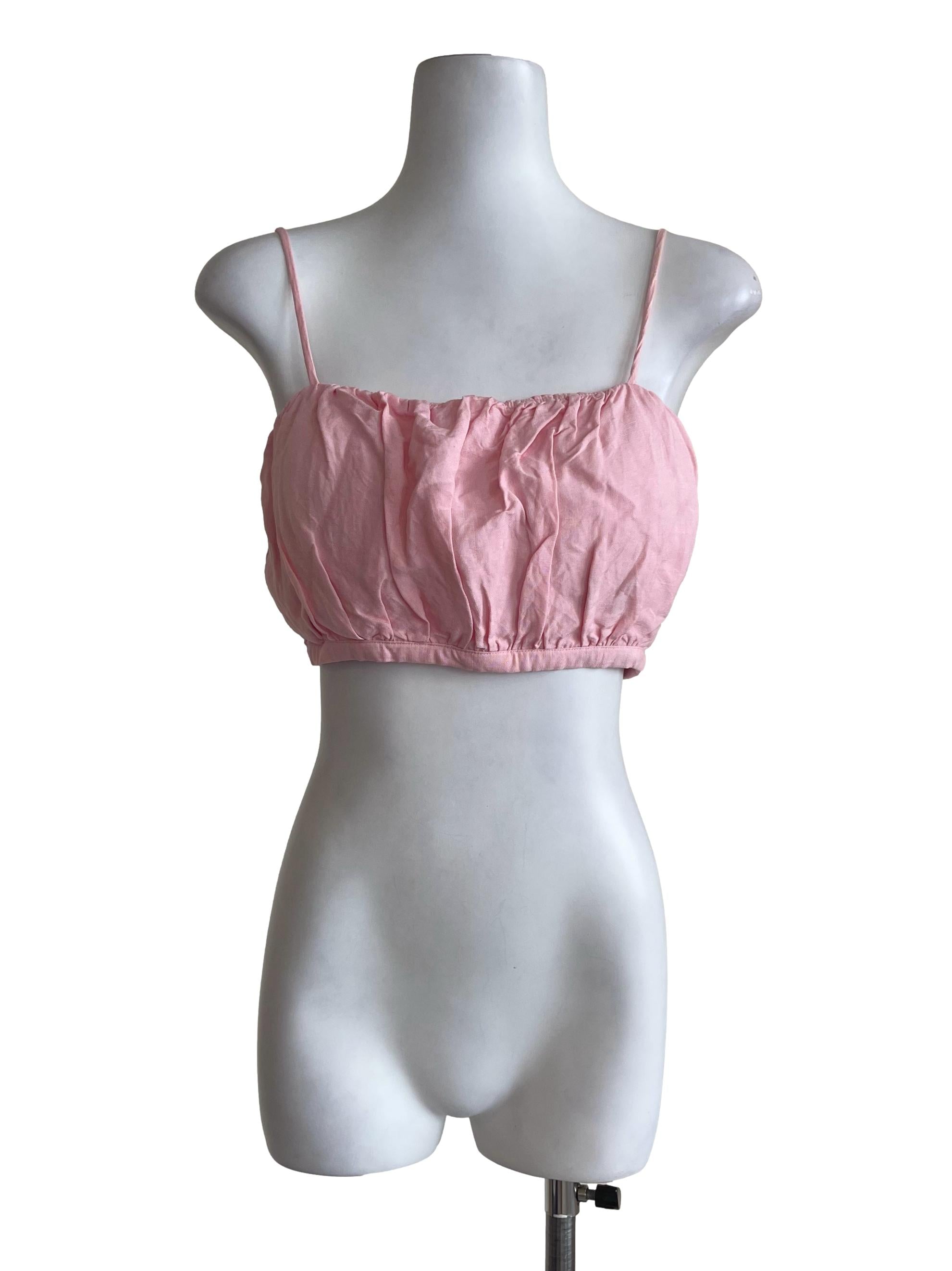 Pink Plain Padded Bra Top LB