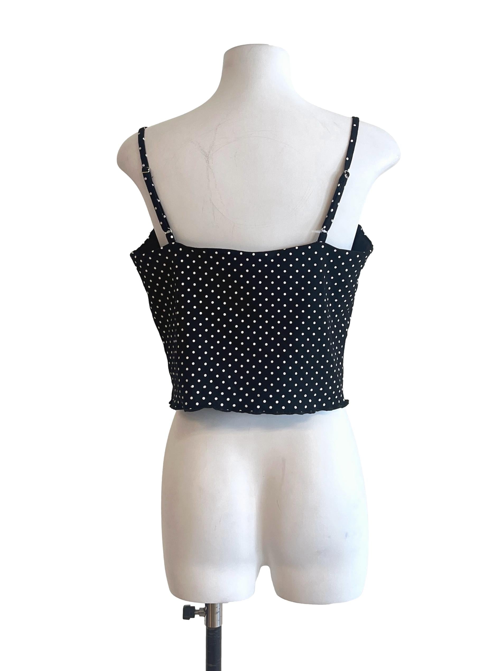 Pitch Black Polka Dot Spaghetti Strap Top