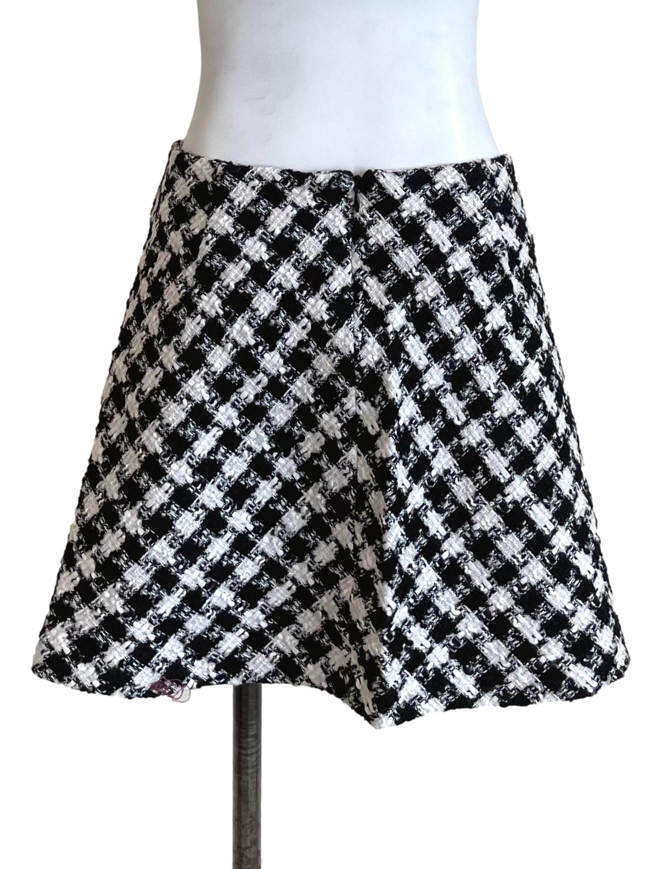 Black & White Checker Tweed Skirt