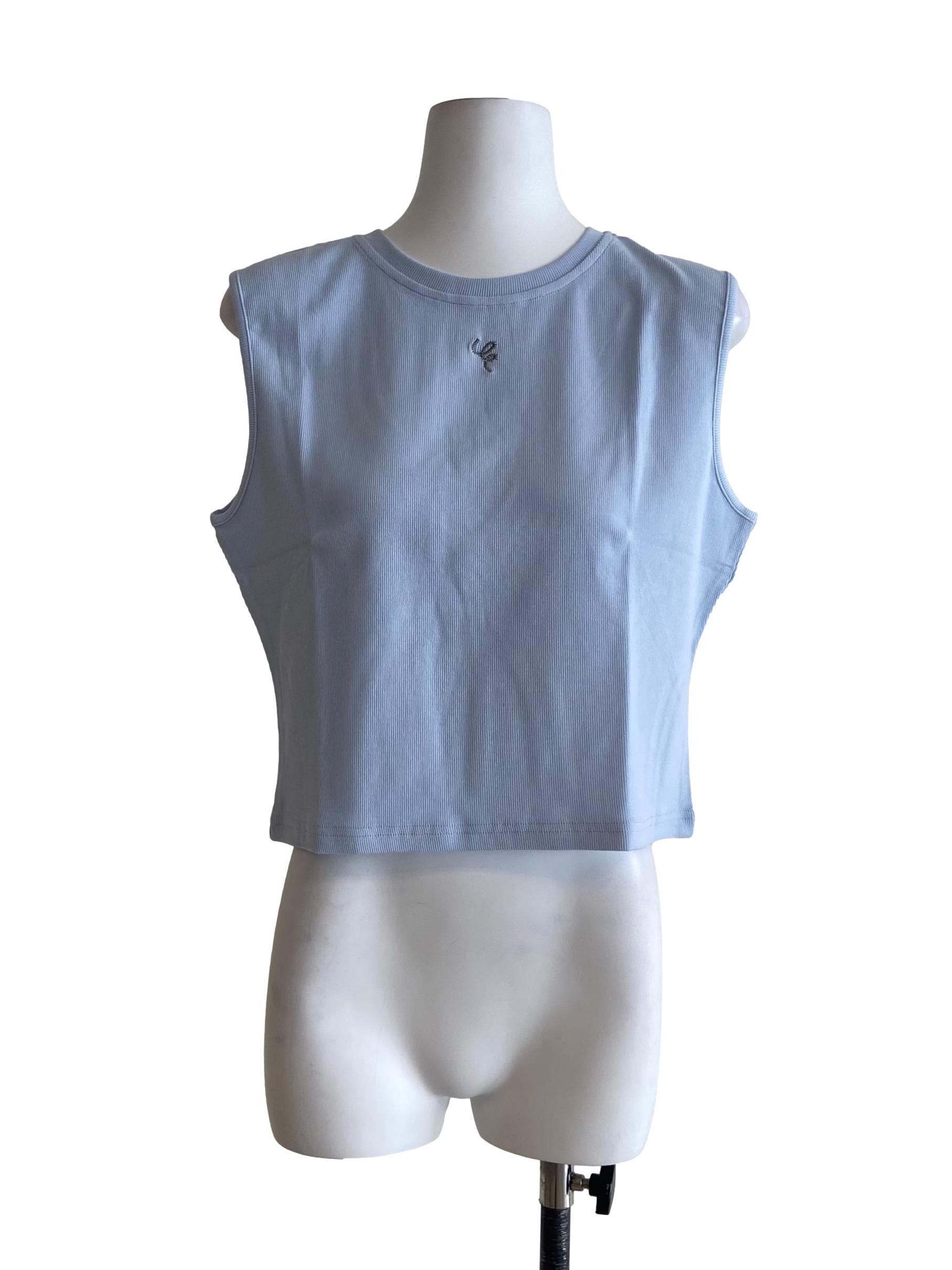 Blue Nelia Ribbed Tank Top