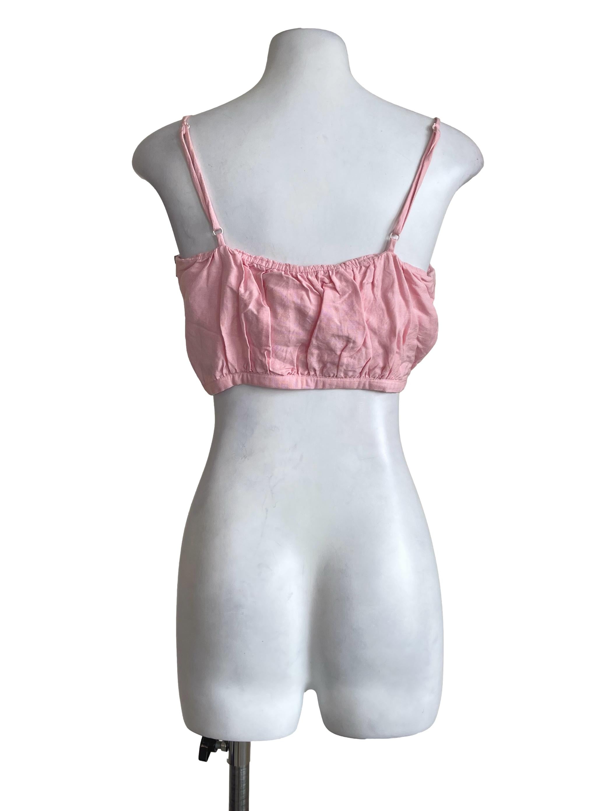Pink Plain Padded Bra Top LB