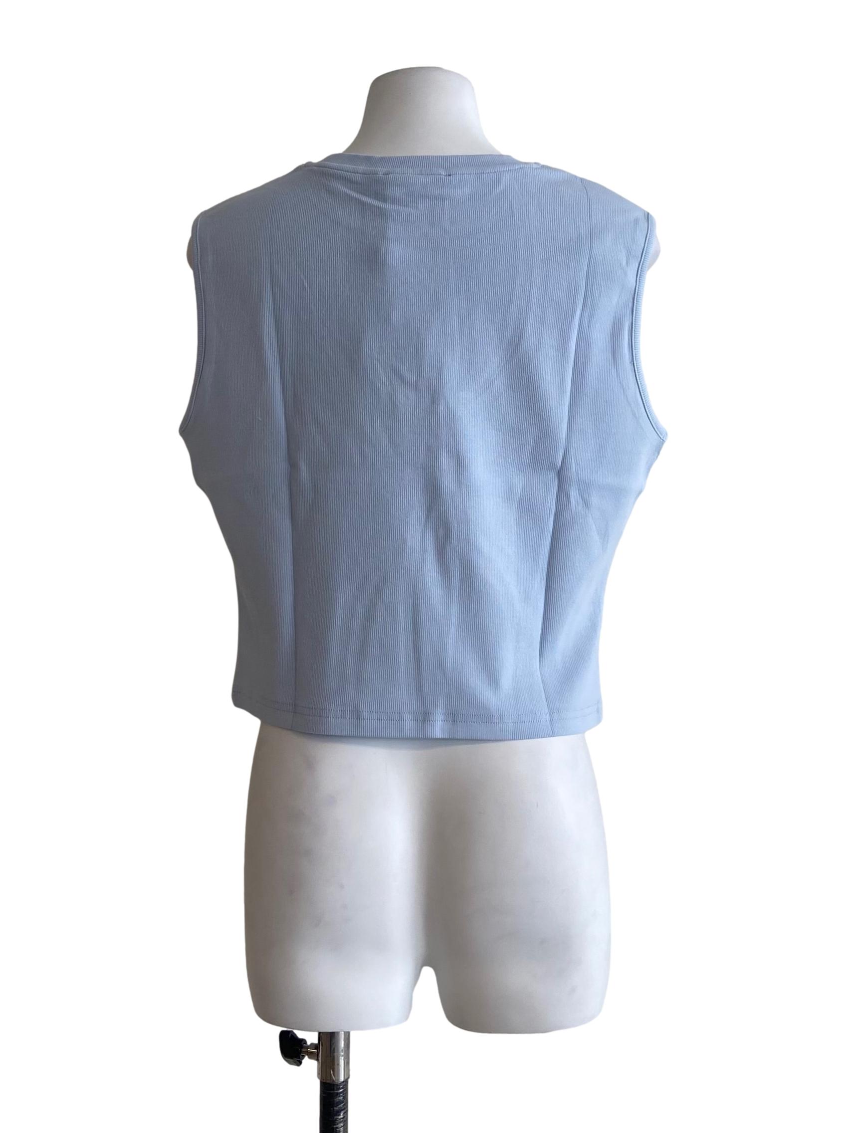Blue Nelia Ribbed Tank Top