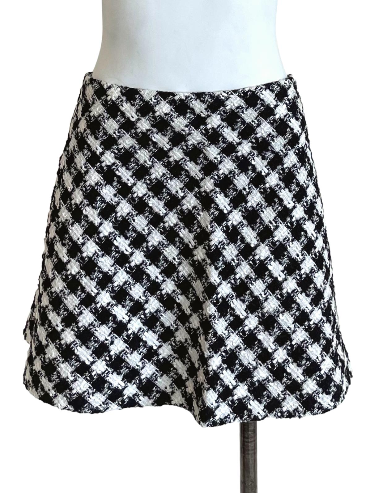 Black & White Checker Tweed Skirt