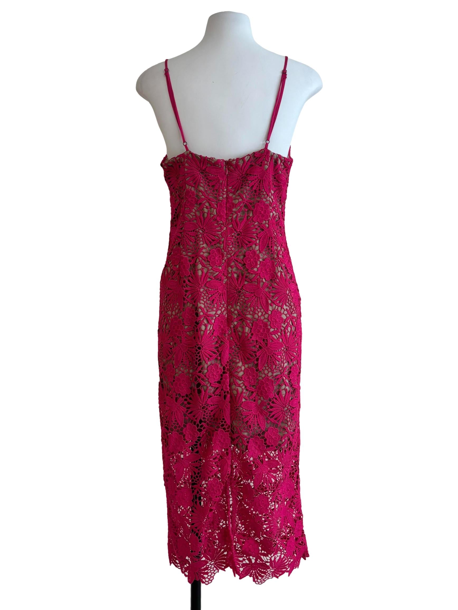 Hot Pink Lace Spaghetti Strap Dress