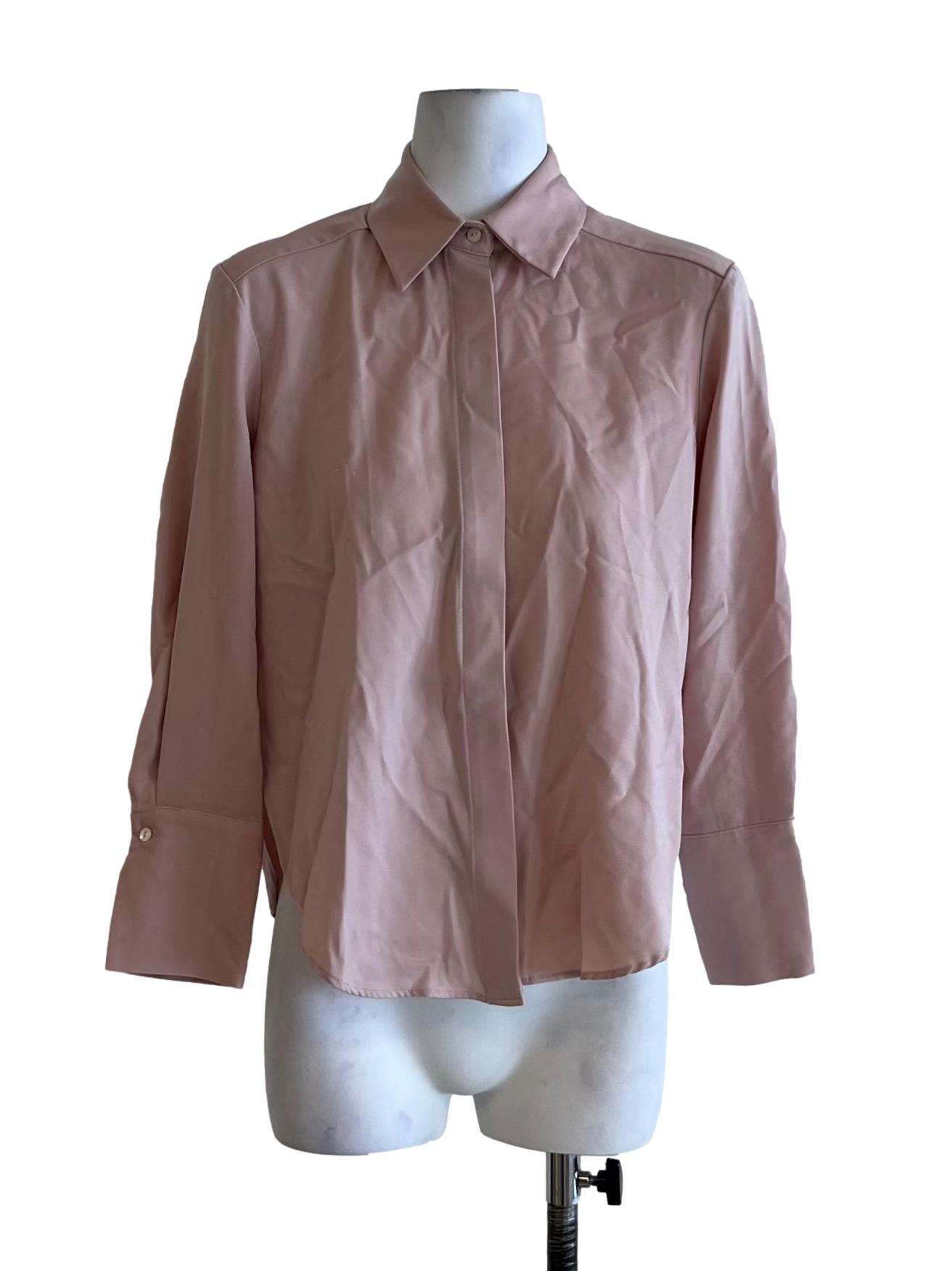 Blush Pink Wing Collar Button-Down Blouse LB