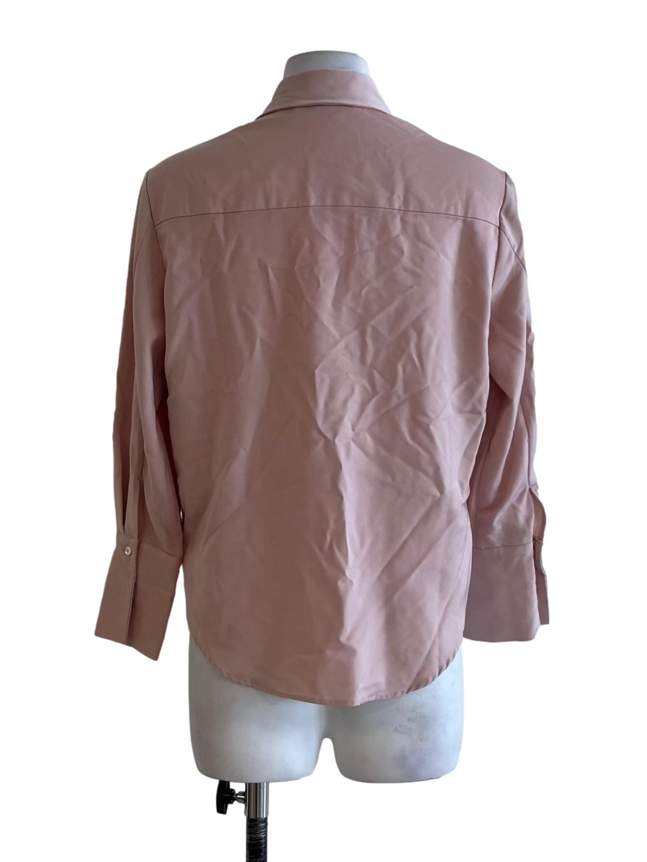 Blush Pink Wing Collar Button-Down Blouse LB