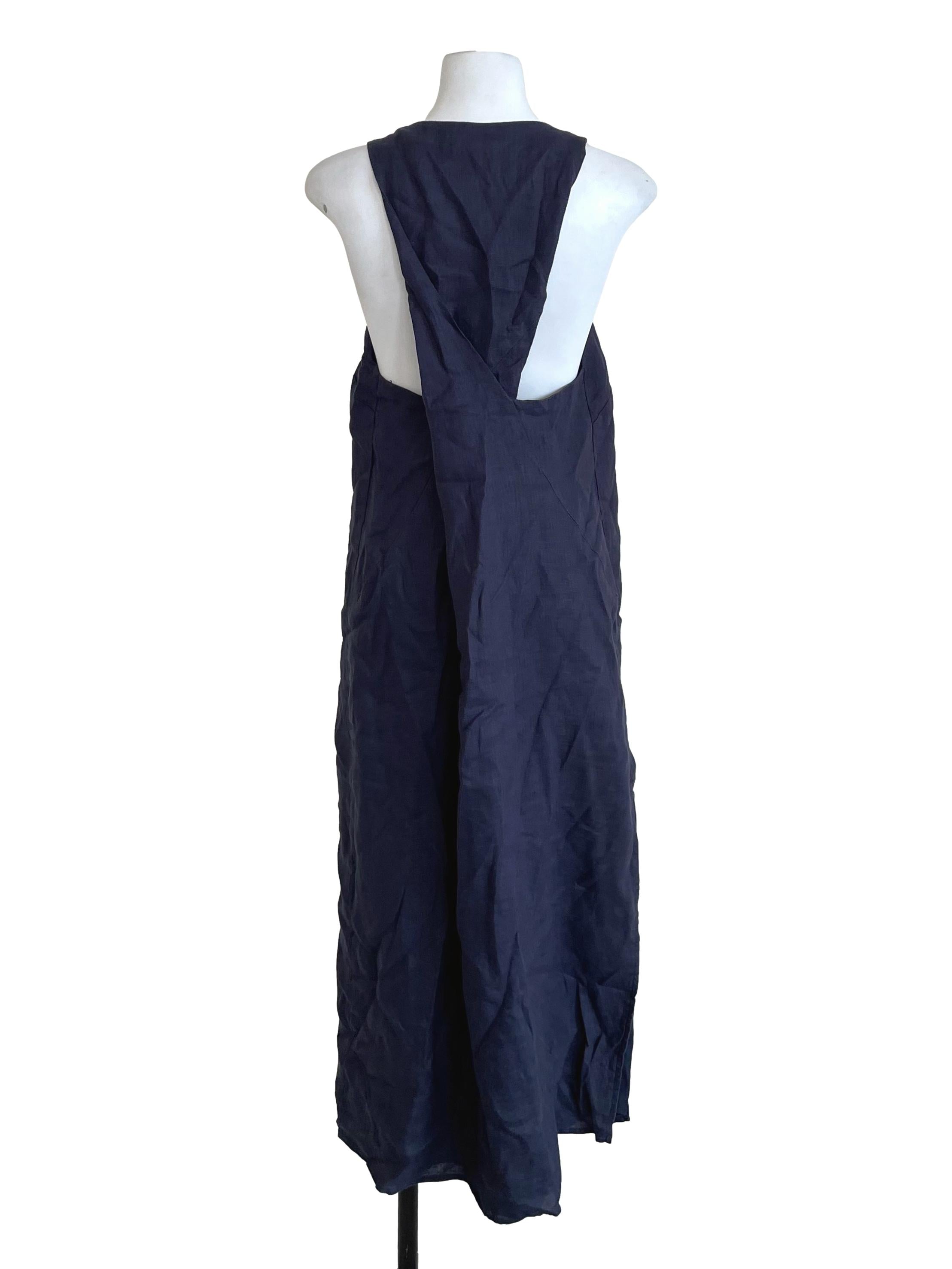 Dull Navy Folded Back Baggy Dress