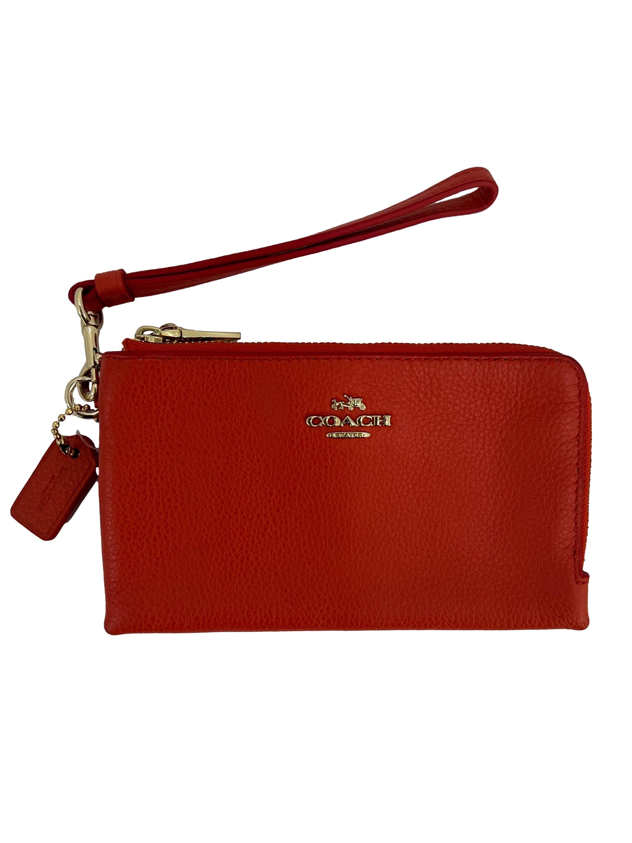 Orange Pebbled Leather Double Corner Wristlet CSN