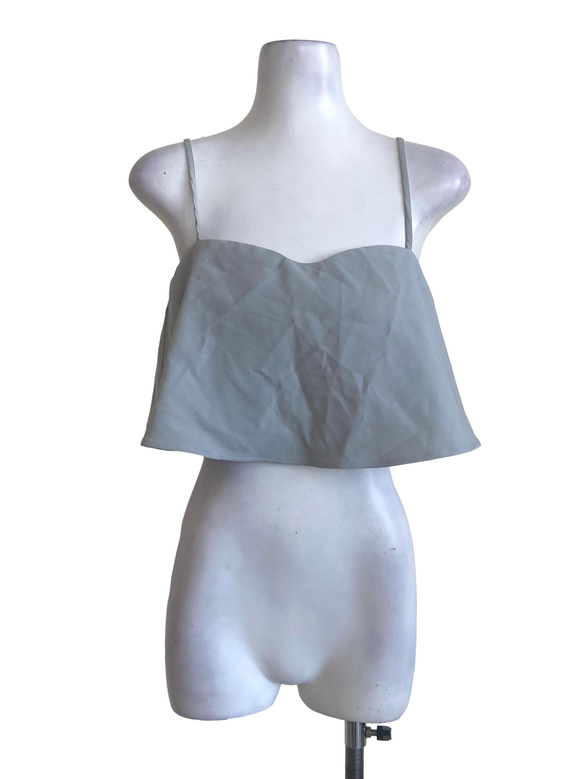 Sky Blue Spaghetti Straps Crop Blouse