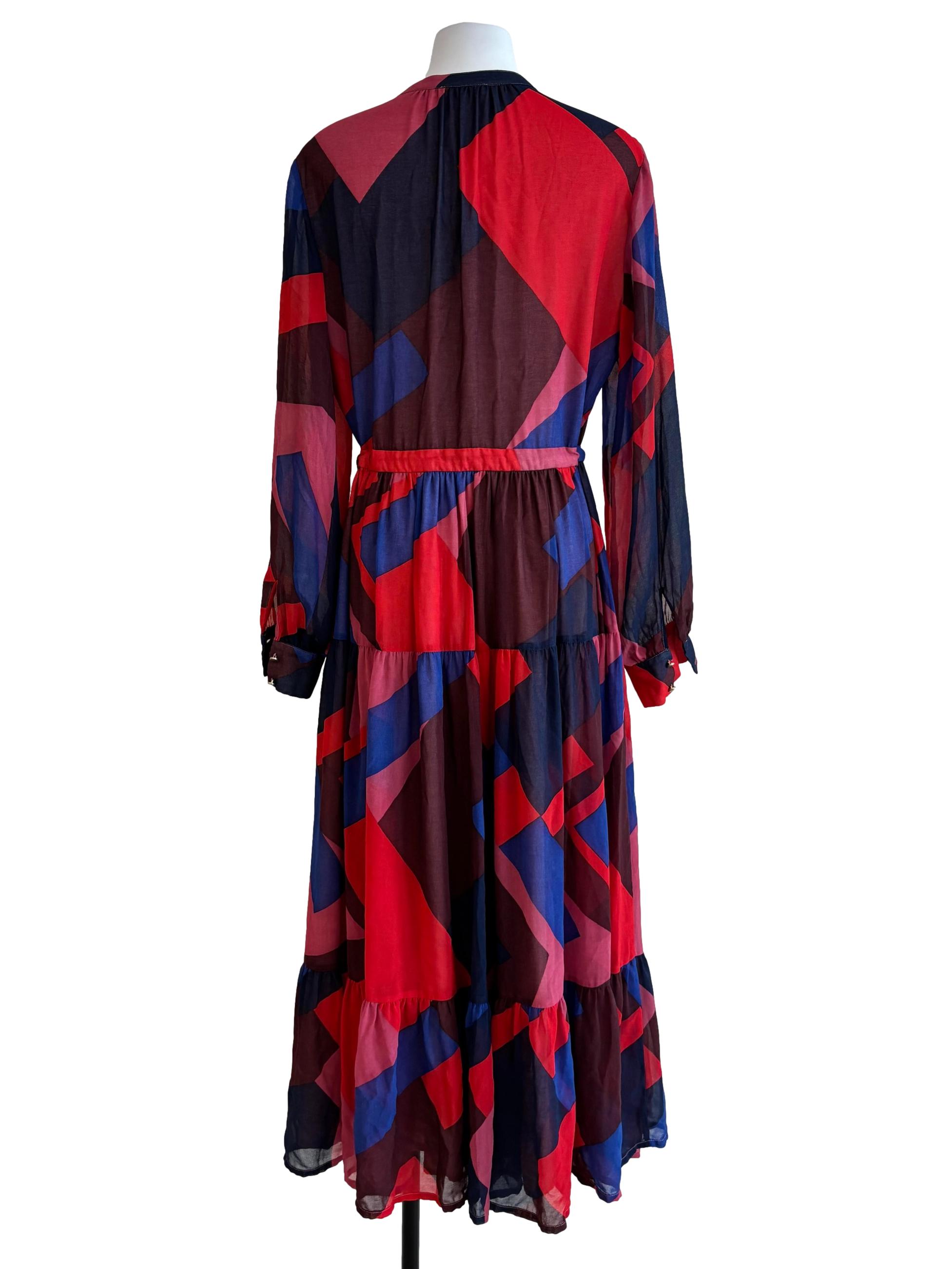 Apple Red Printed Buttoned Dress