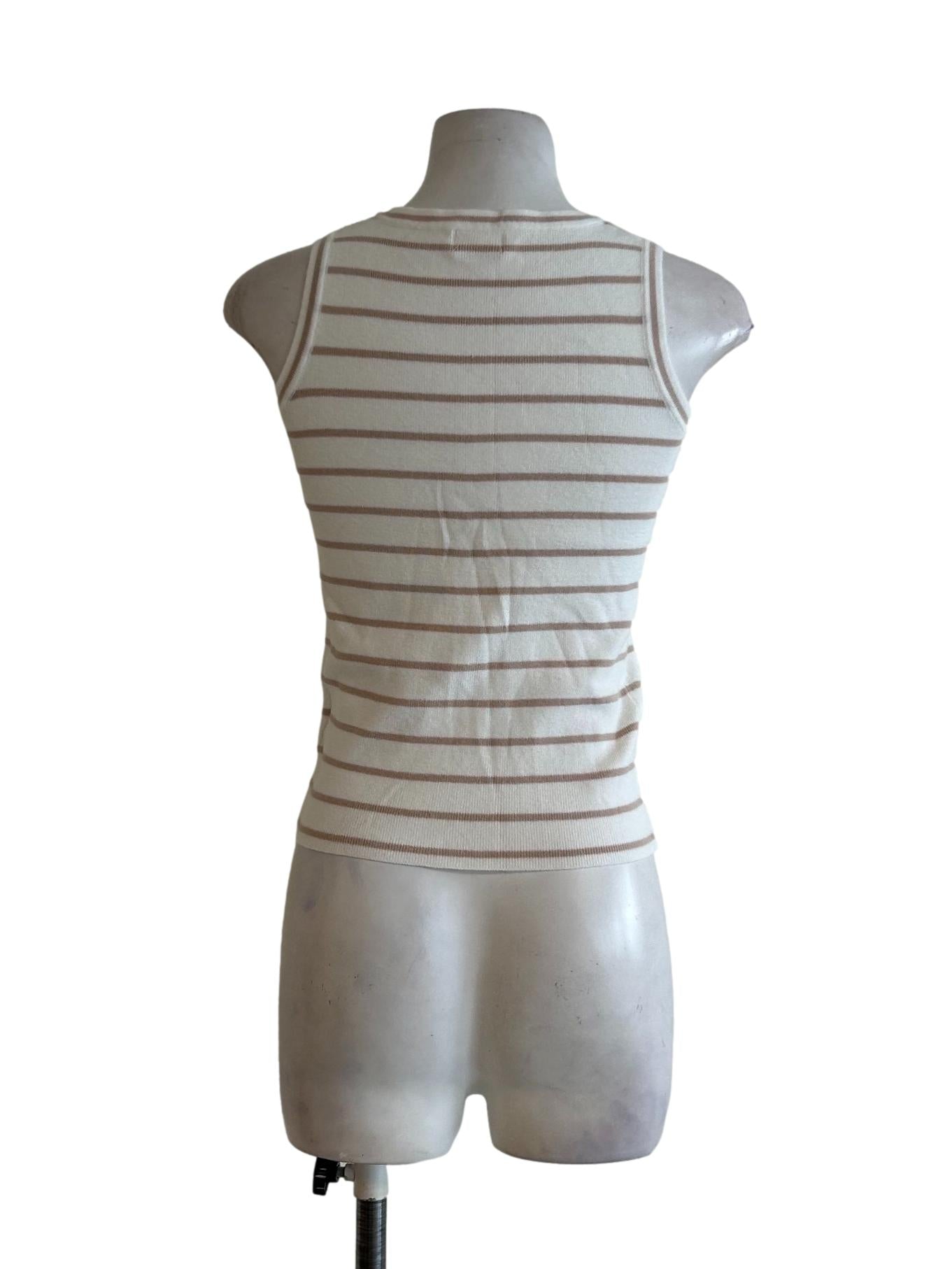 White Cream And Brown Stripes Top