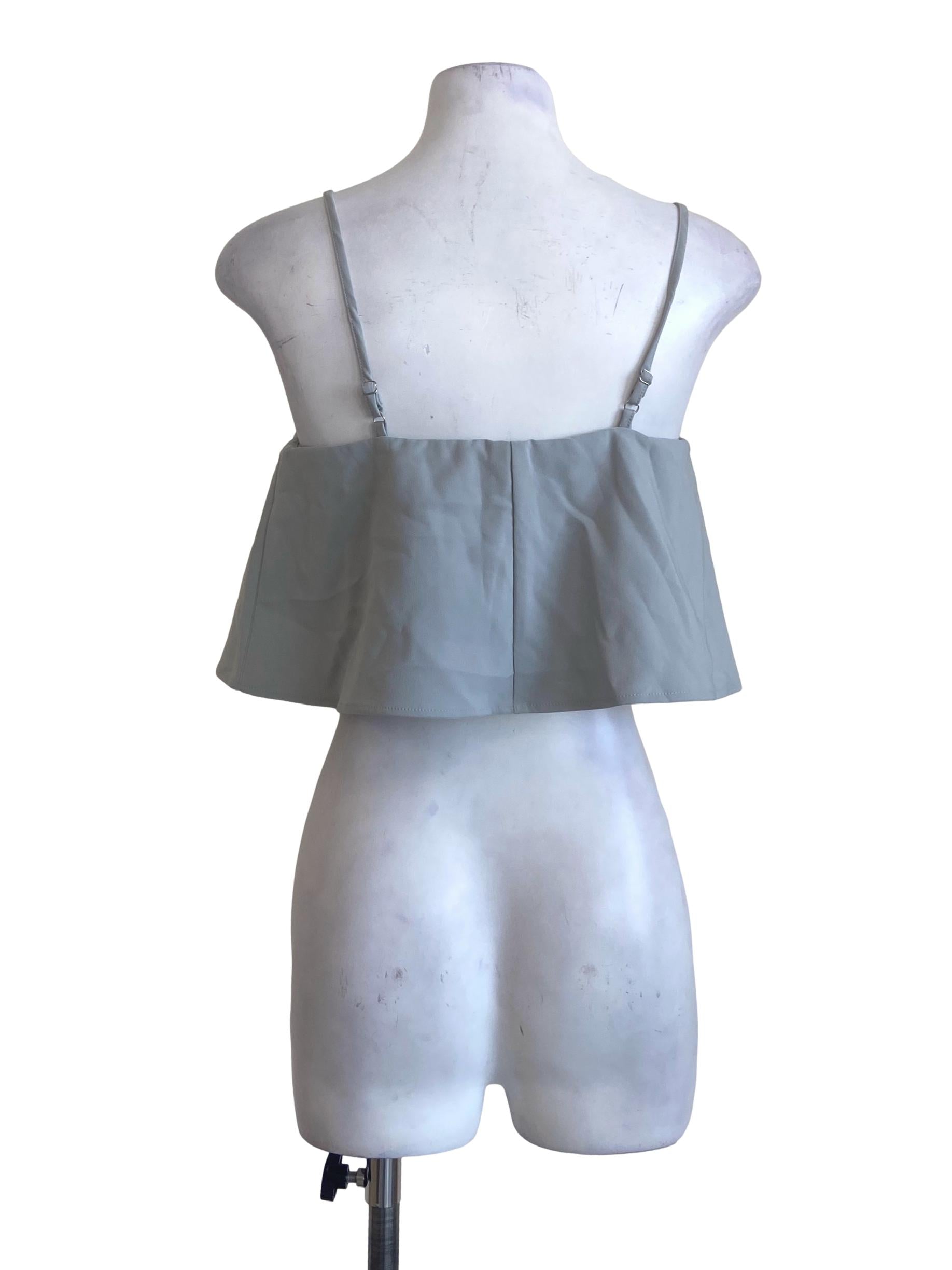 Sky Blue Spaghetti Straps Crop Blouse
