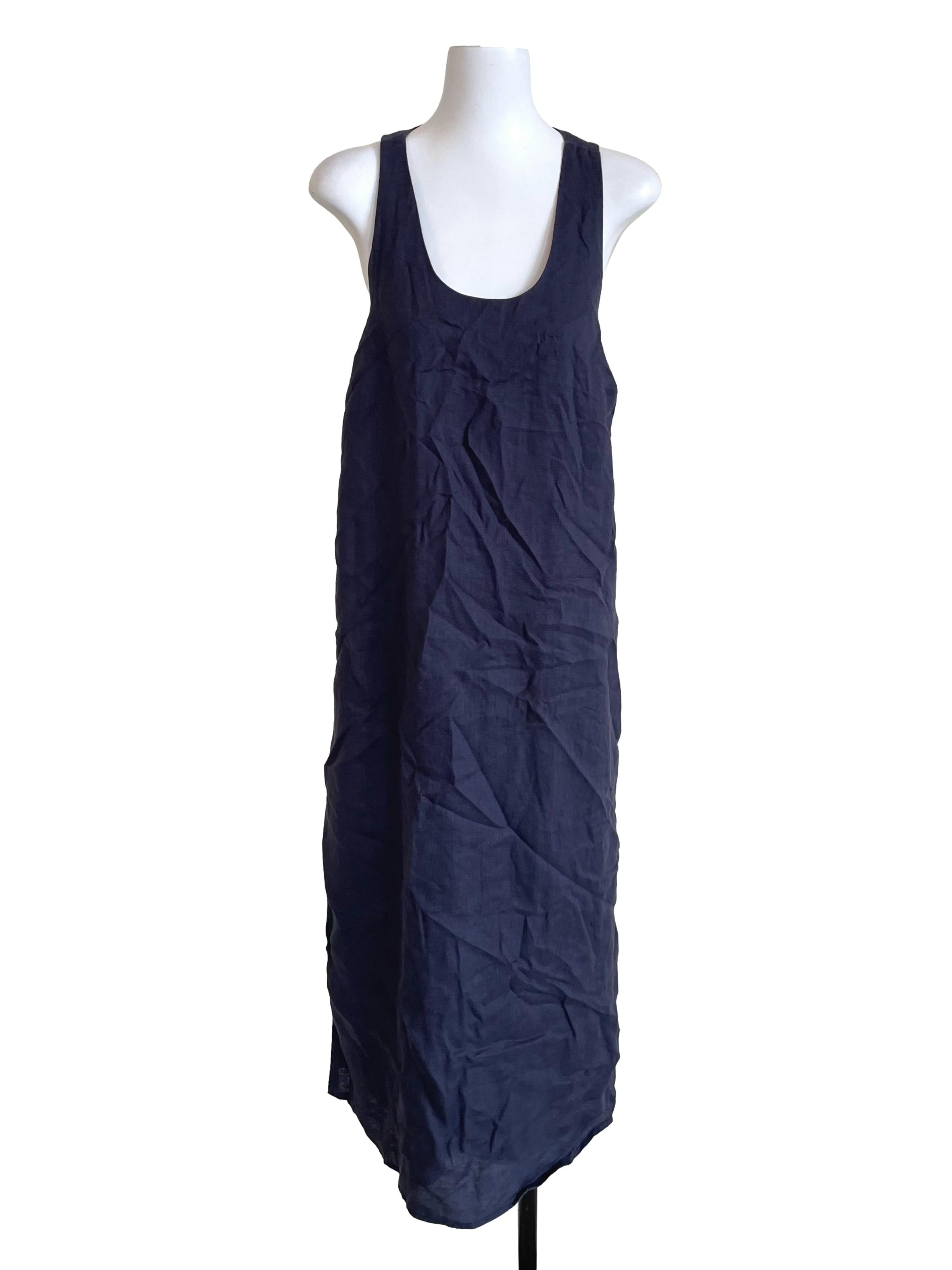 Dull Navy Folded Back Baggy Dress