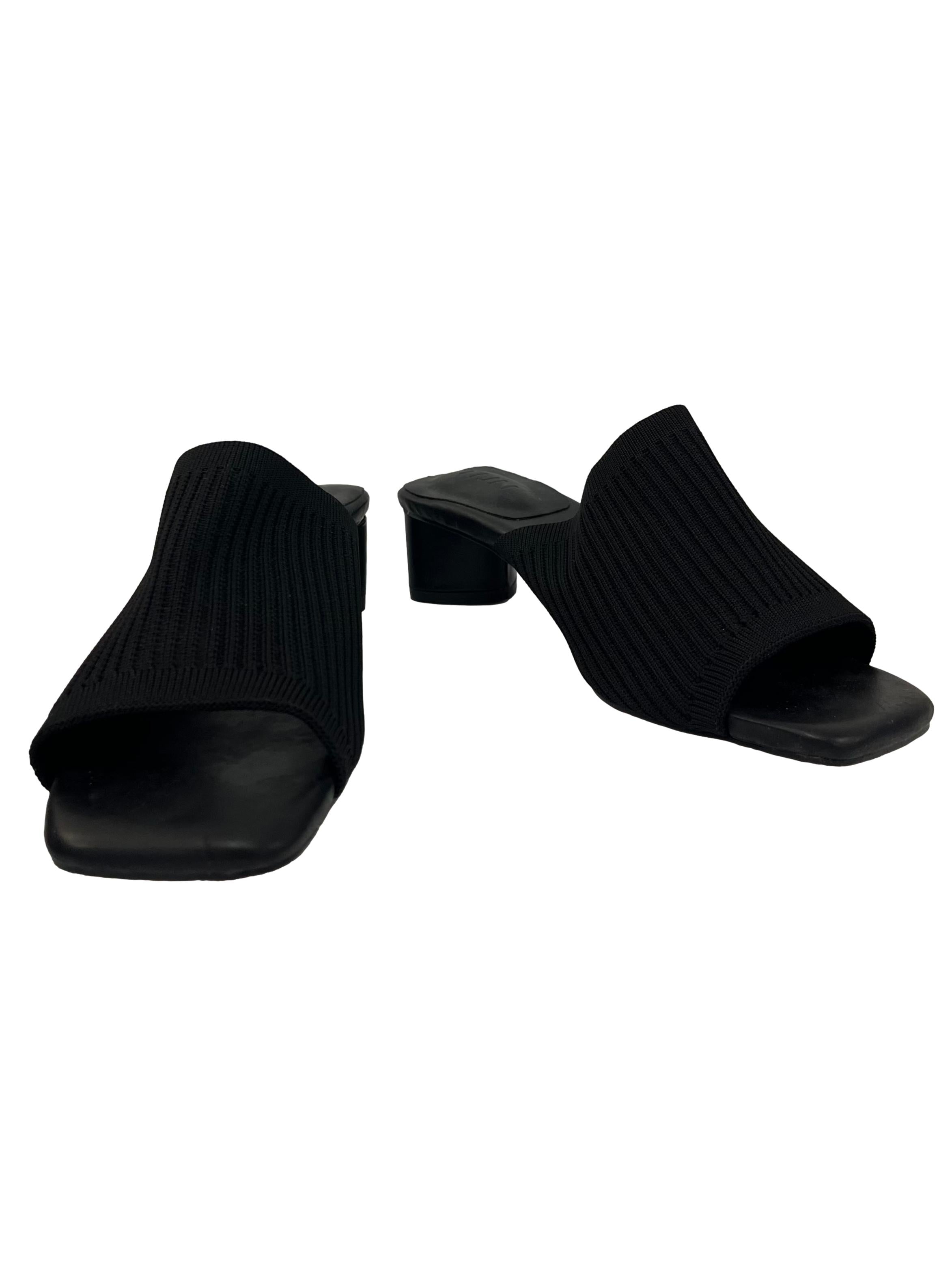 Black Slip On Block Heels