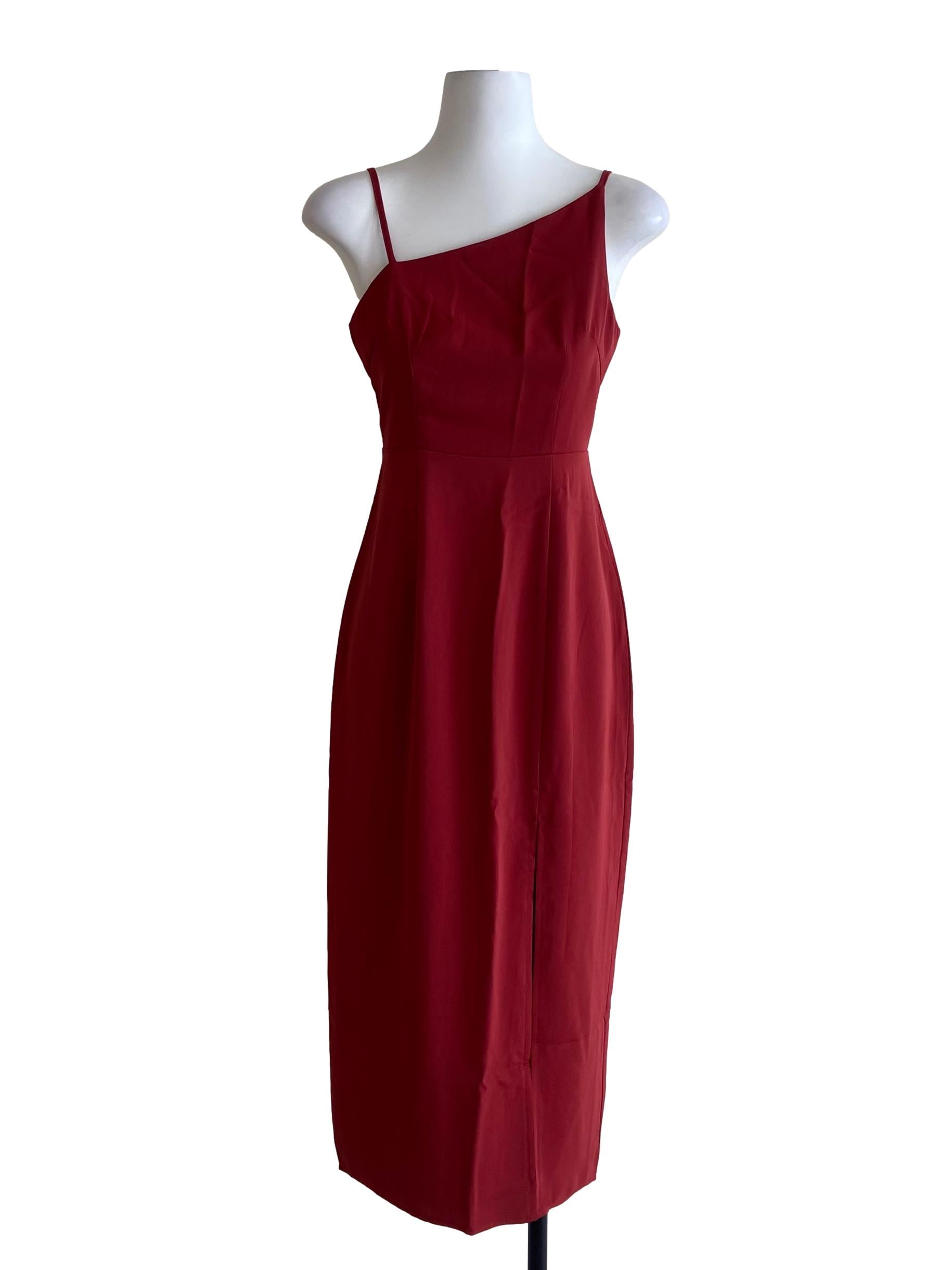 Red Eli Asymmetrical Midi Dress