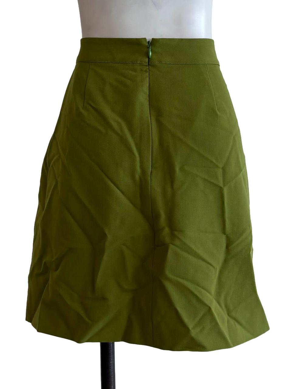 Olive Green Silver Button Mini Skirt