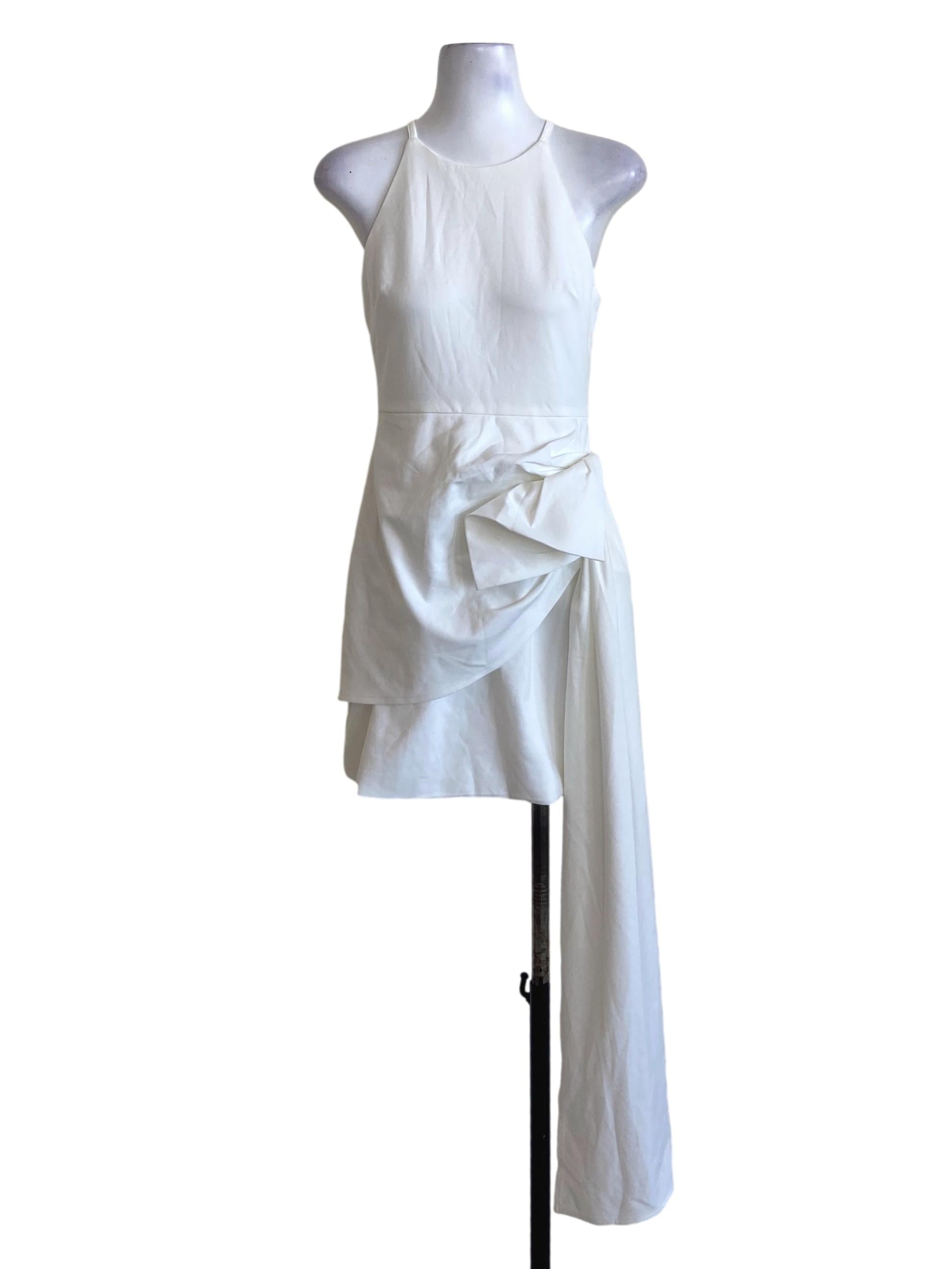 White Sleeveless Halter Neck Dress