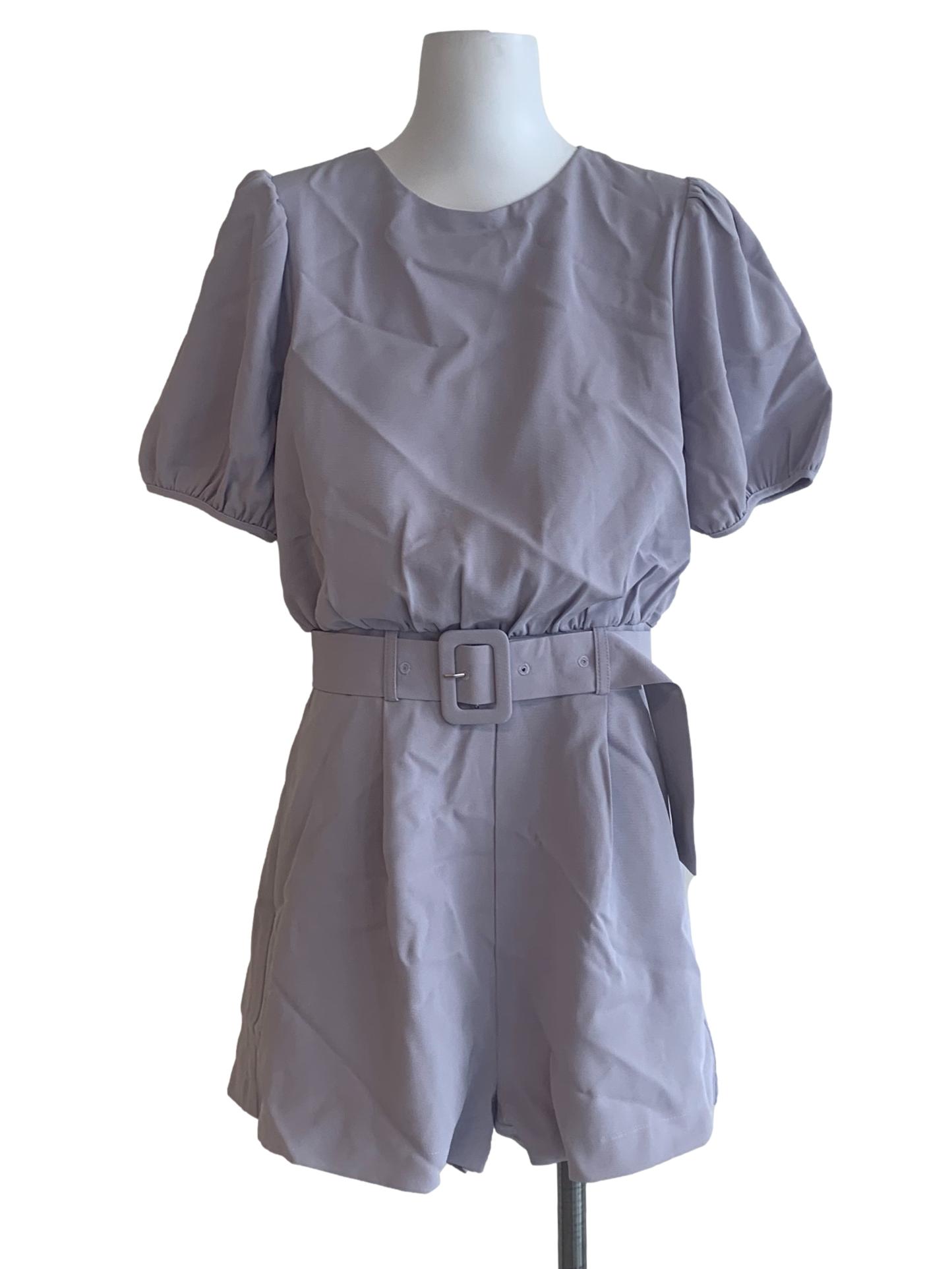 Heather Purple Puff Sleeves Romper