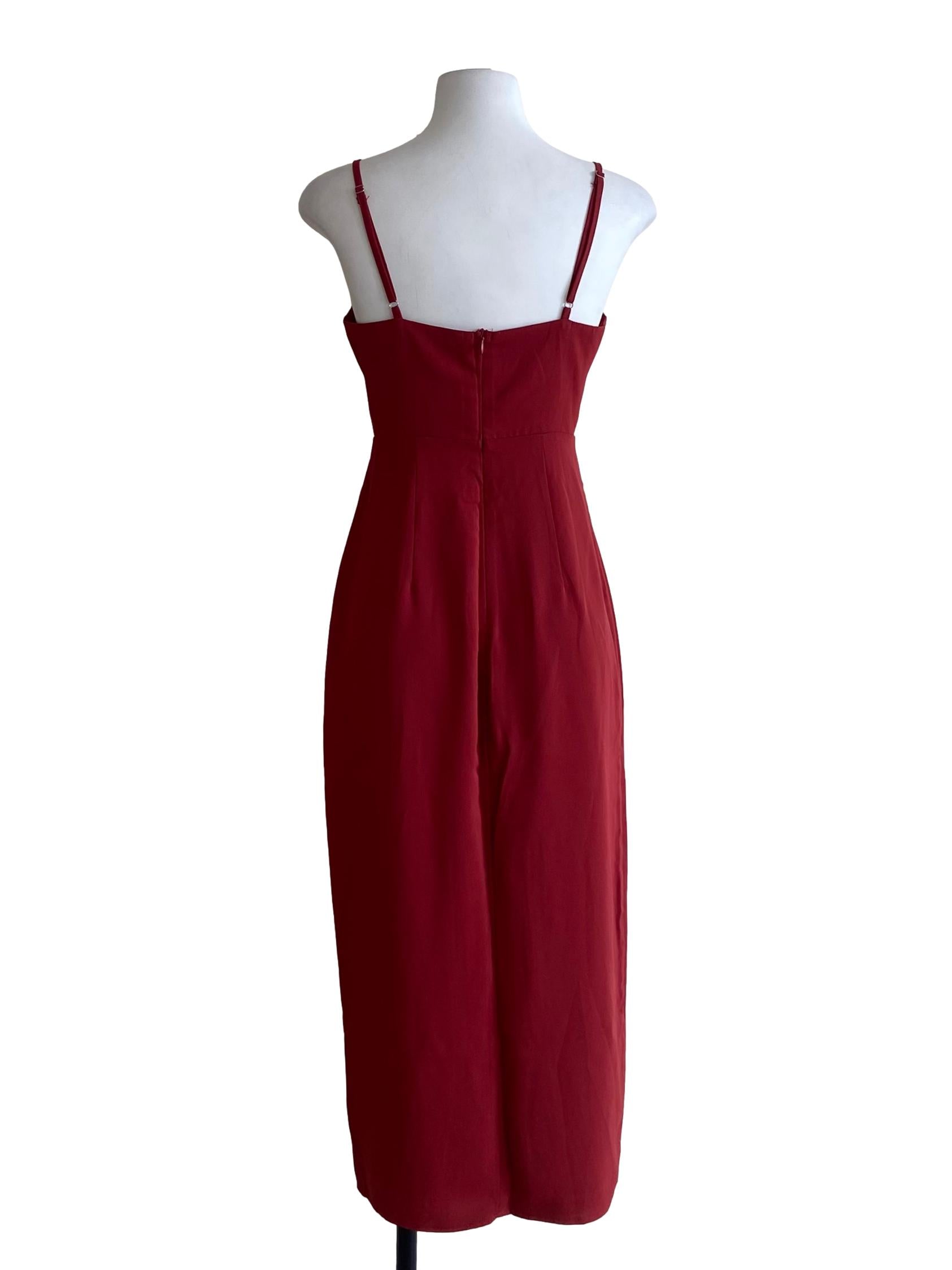 Red Eli Asymmetrical Midi Dress