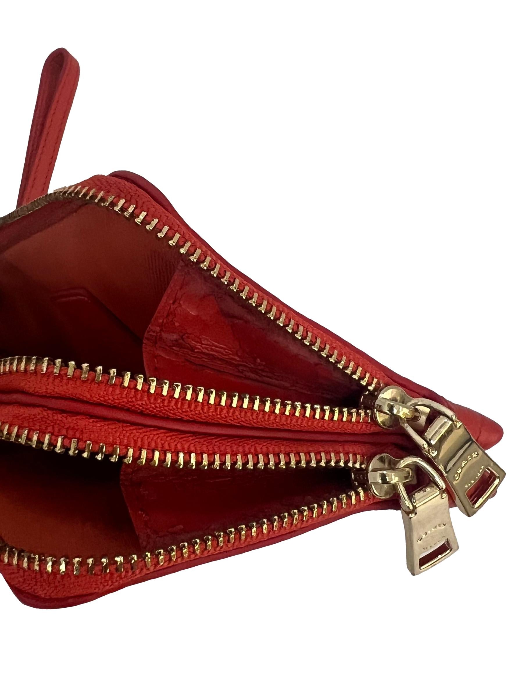 Orange Pebbled Leather Double Corner Wristlet CSN