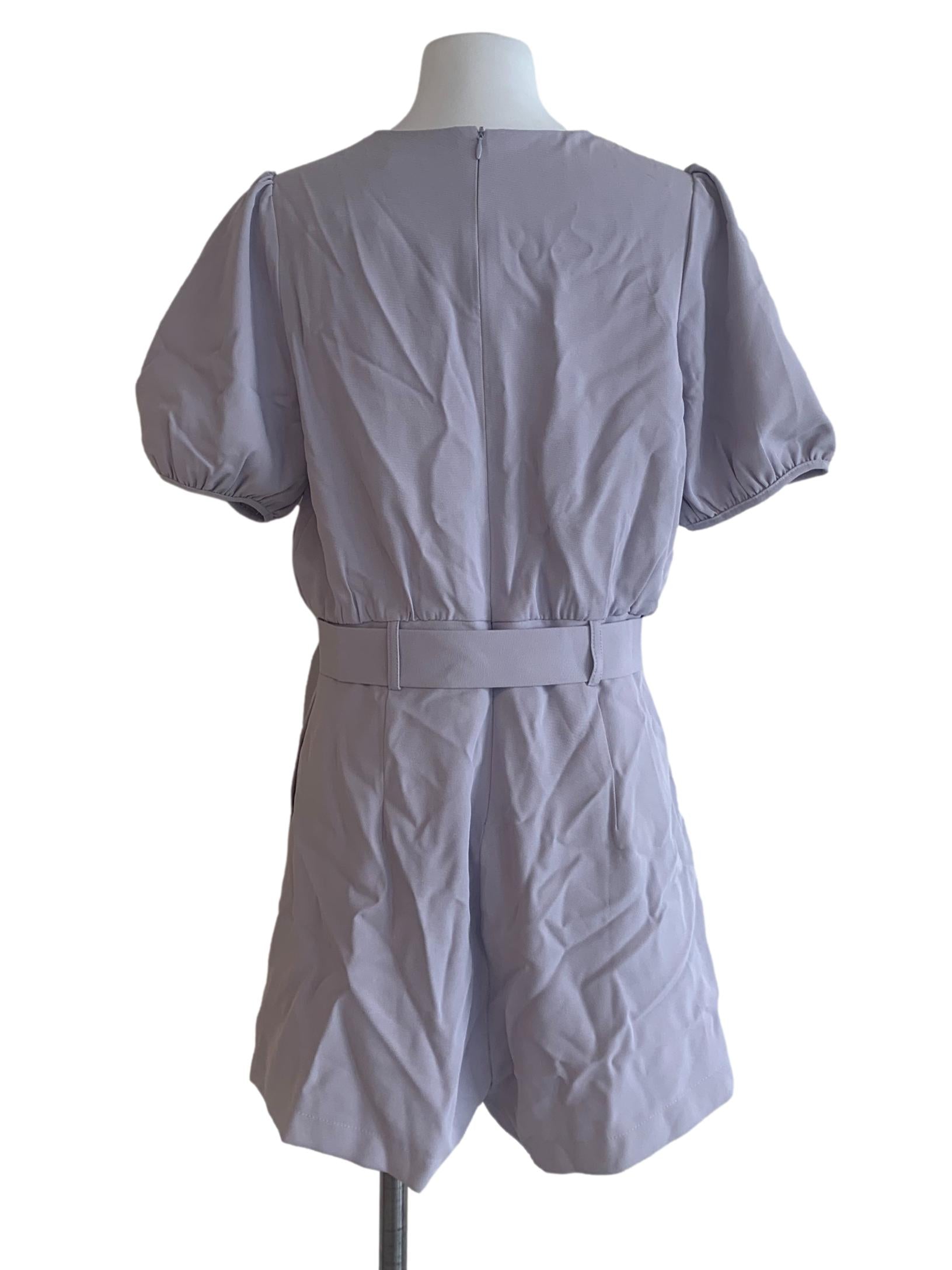 Heather Purple Puff Sleeves Romper