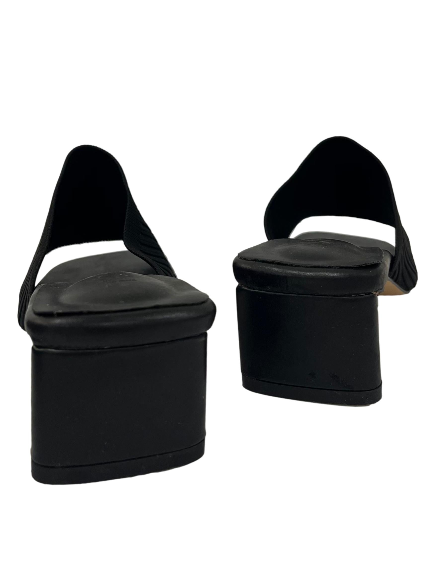 Black Slip On Block Heels