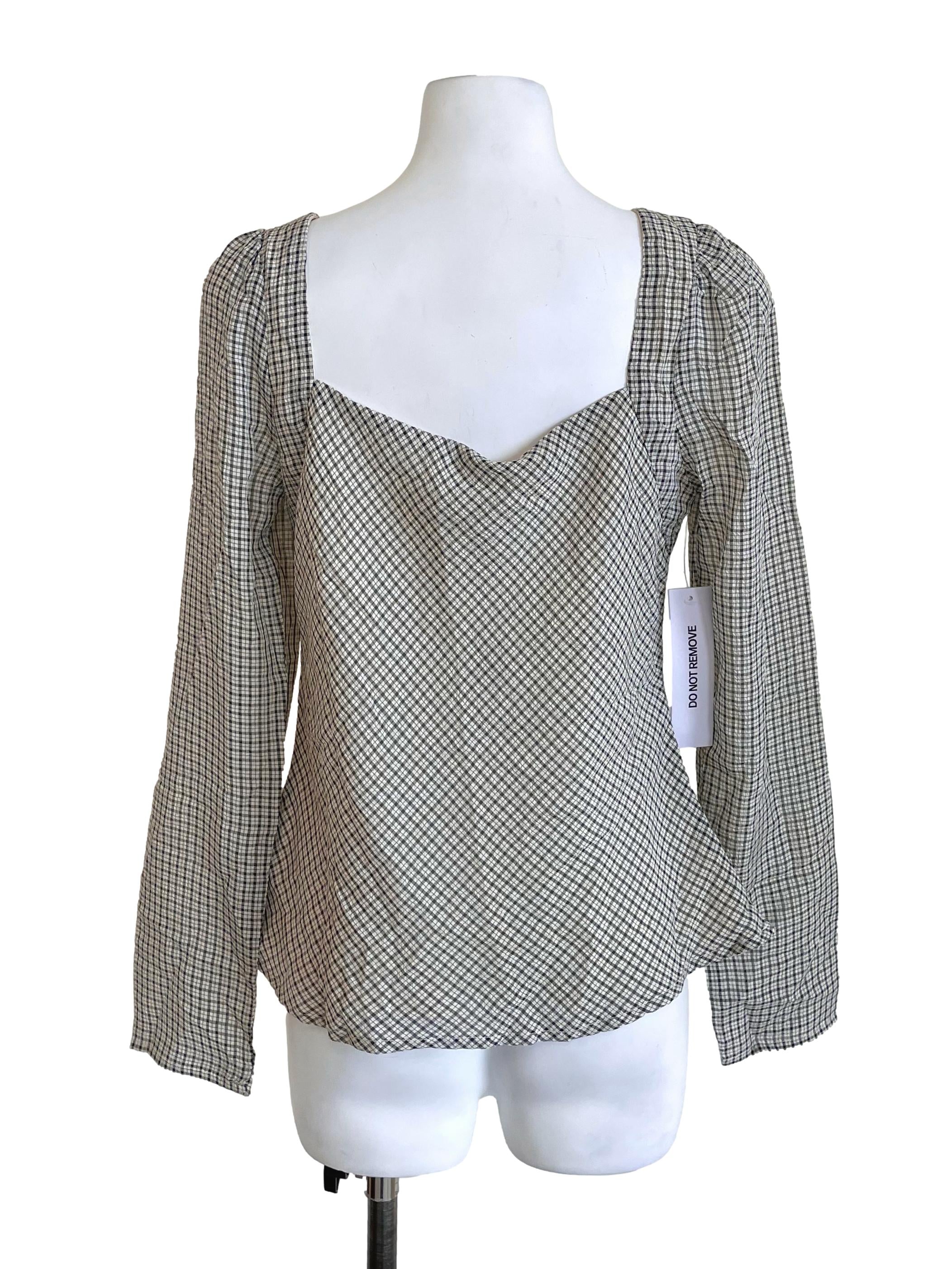 Tan Checker French Skinny Top