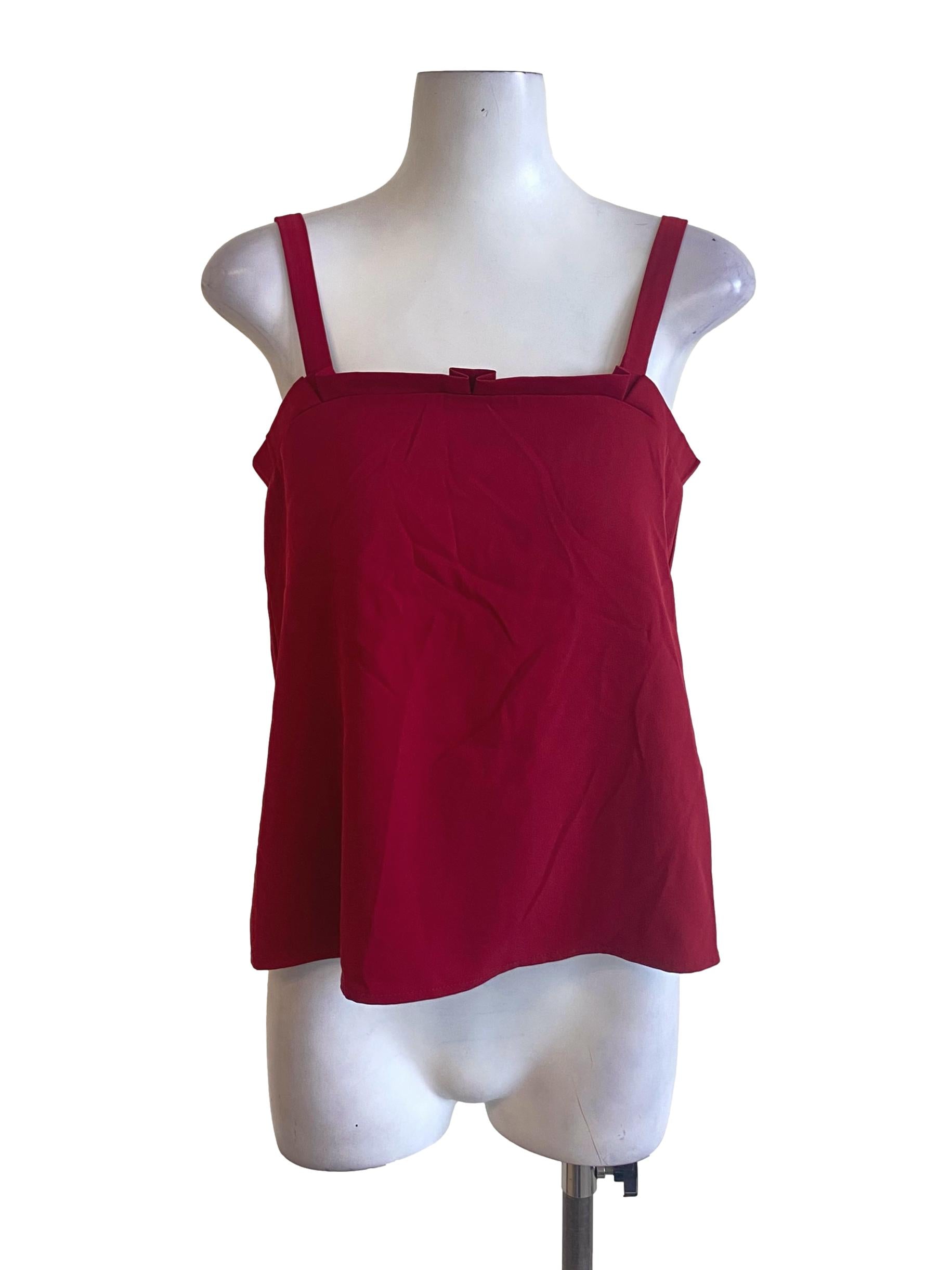 Ruby Red Slight Ruffle Bust Tank Top