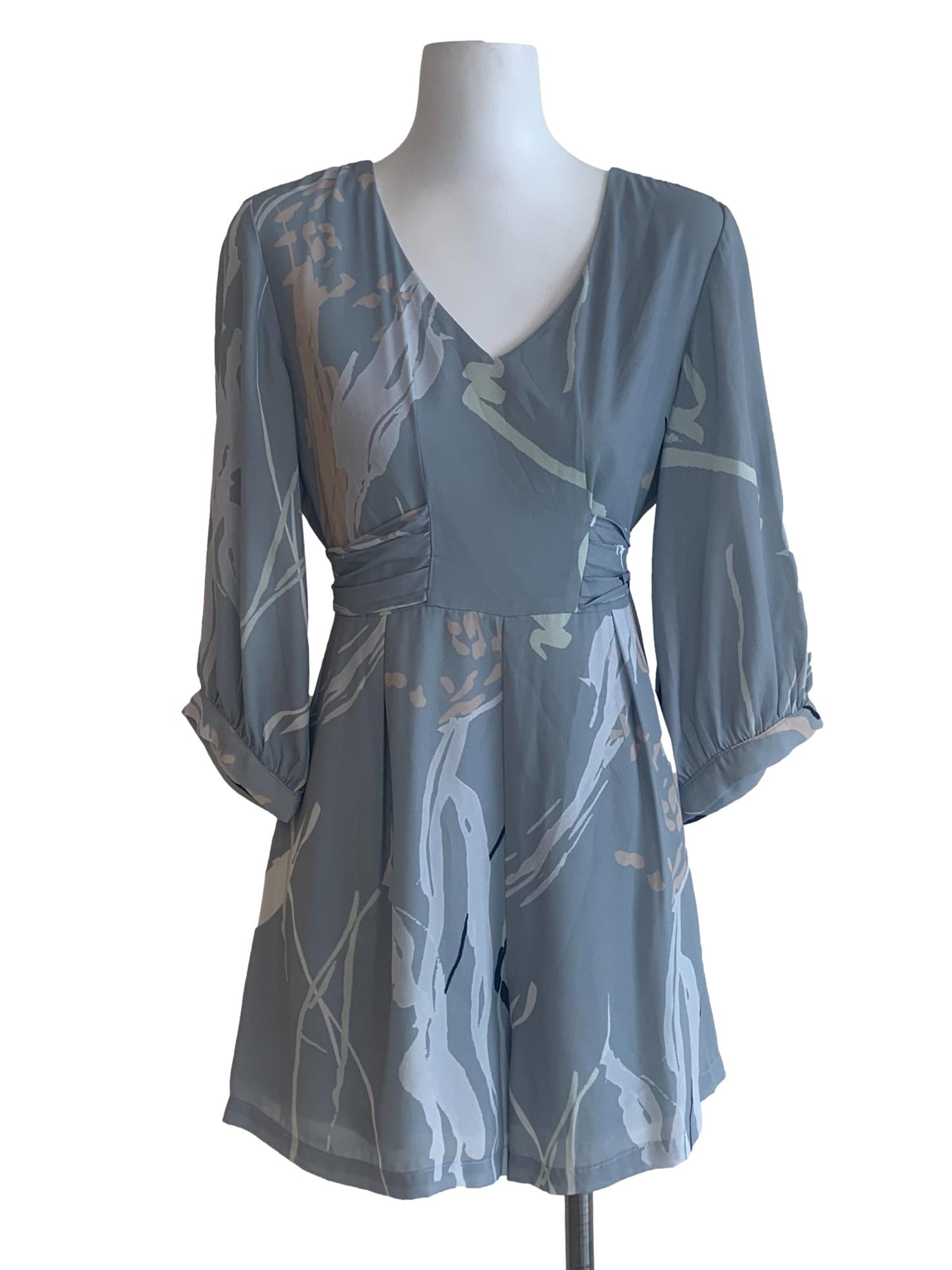 Blue Pattern V Neck Romper